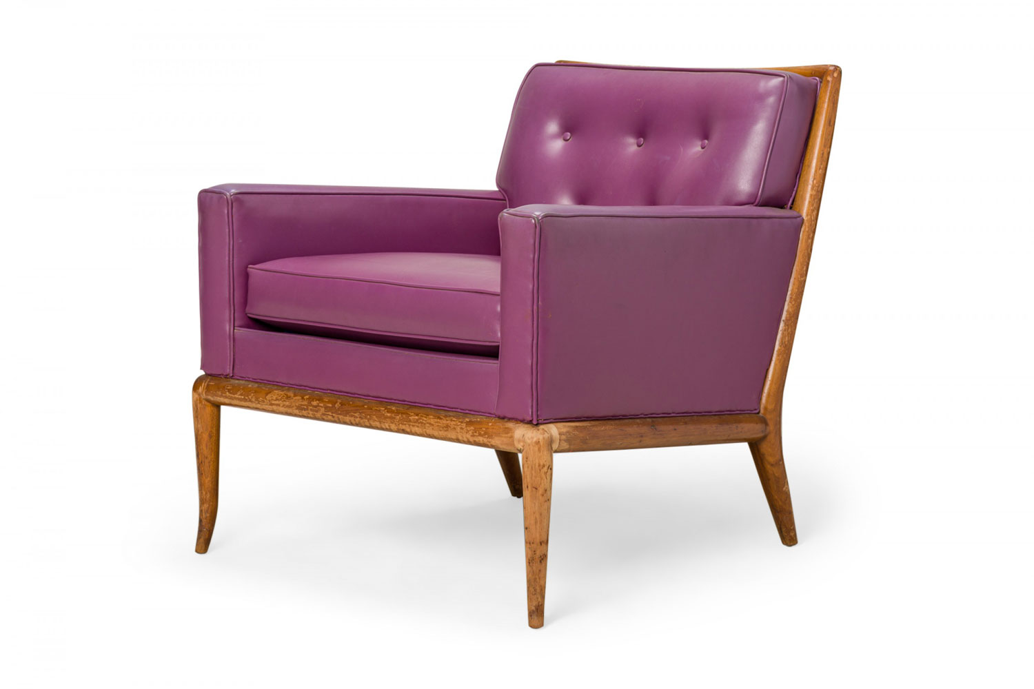 TH Robsjohn Gibbings for Widdicomb American Mid Century Purple Tufted Vinyl Lounge Chair