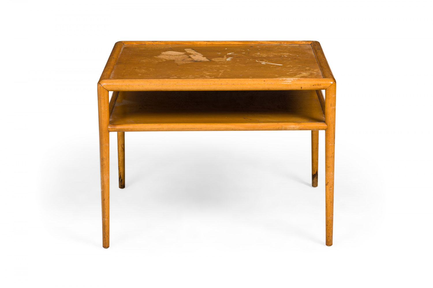 TH Robsjohn Gibbings American Mid Century Square Two Tier Bleached Walnut Coffee Table