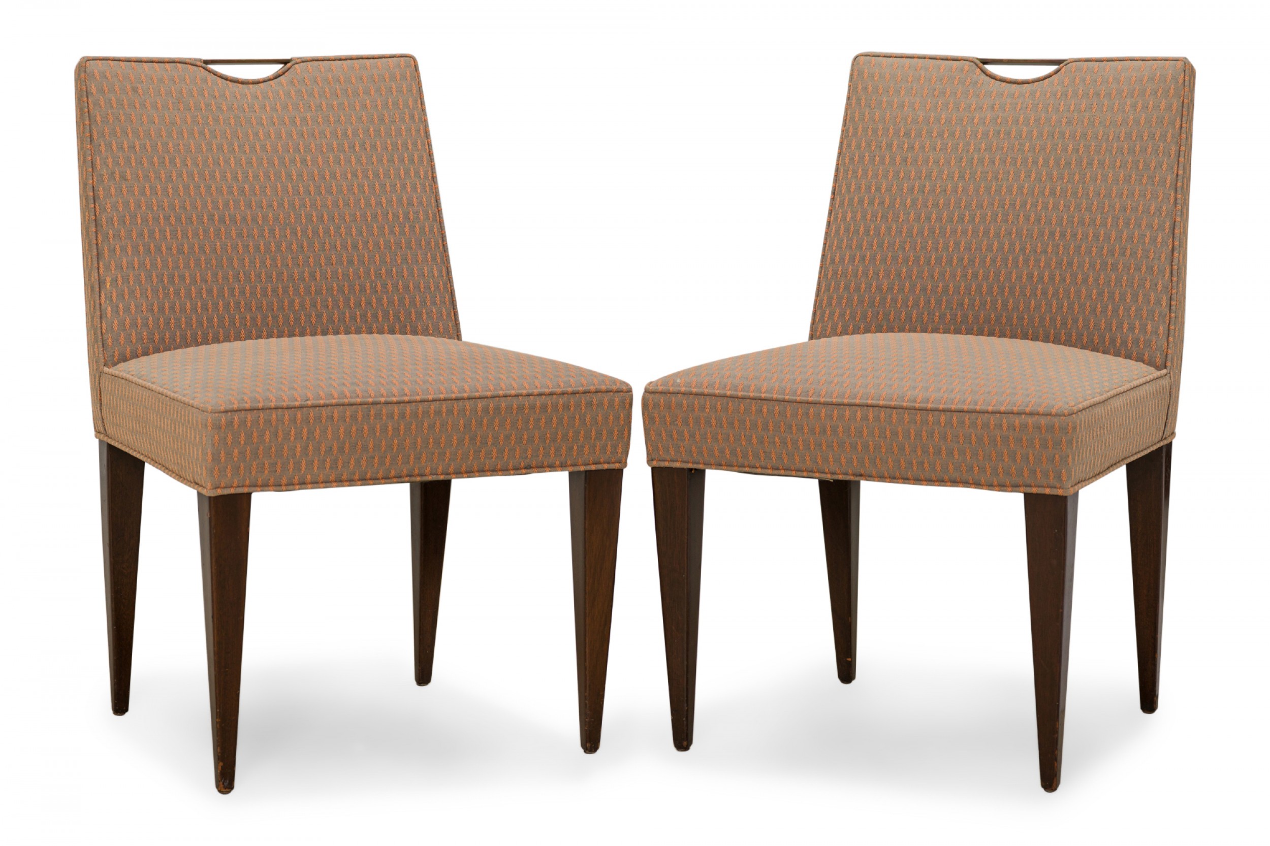 Set of 4 Edward Wormley for Dunbar Mid Century Patterned Mauve Upholstered Dining Side Chairs