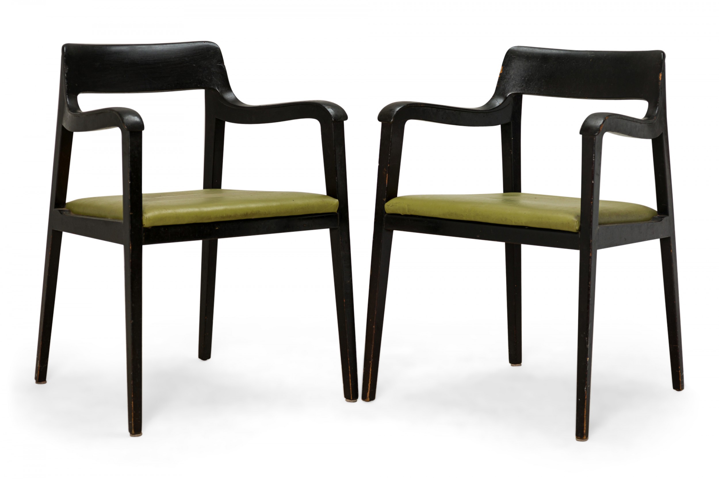 Set of 6 edward wormley for dunbar american mid century riemerschmid black and green dining armchairs