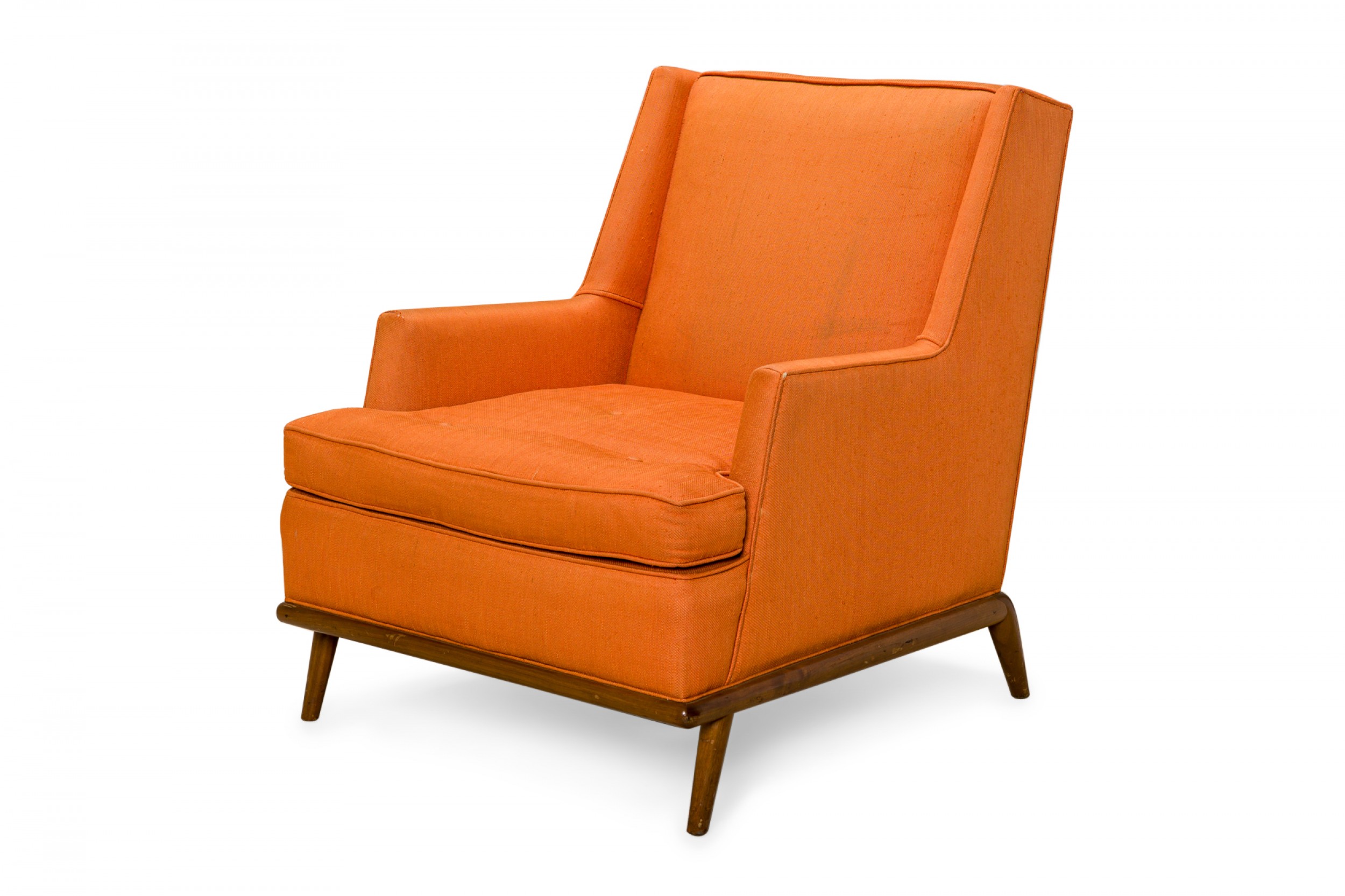 TH Robsjohn Gibbings for Widdicomb American Mid Century High Back Orange Upholstered Lounge Chair