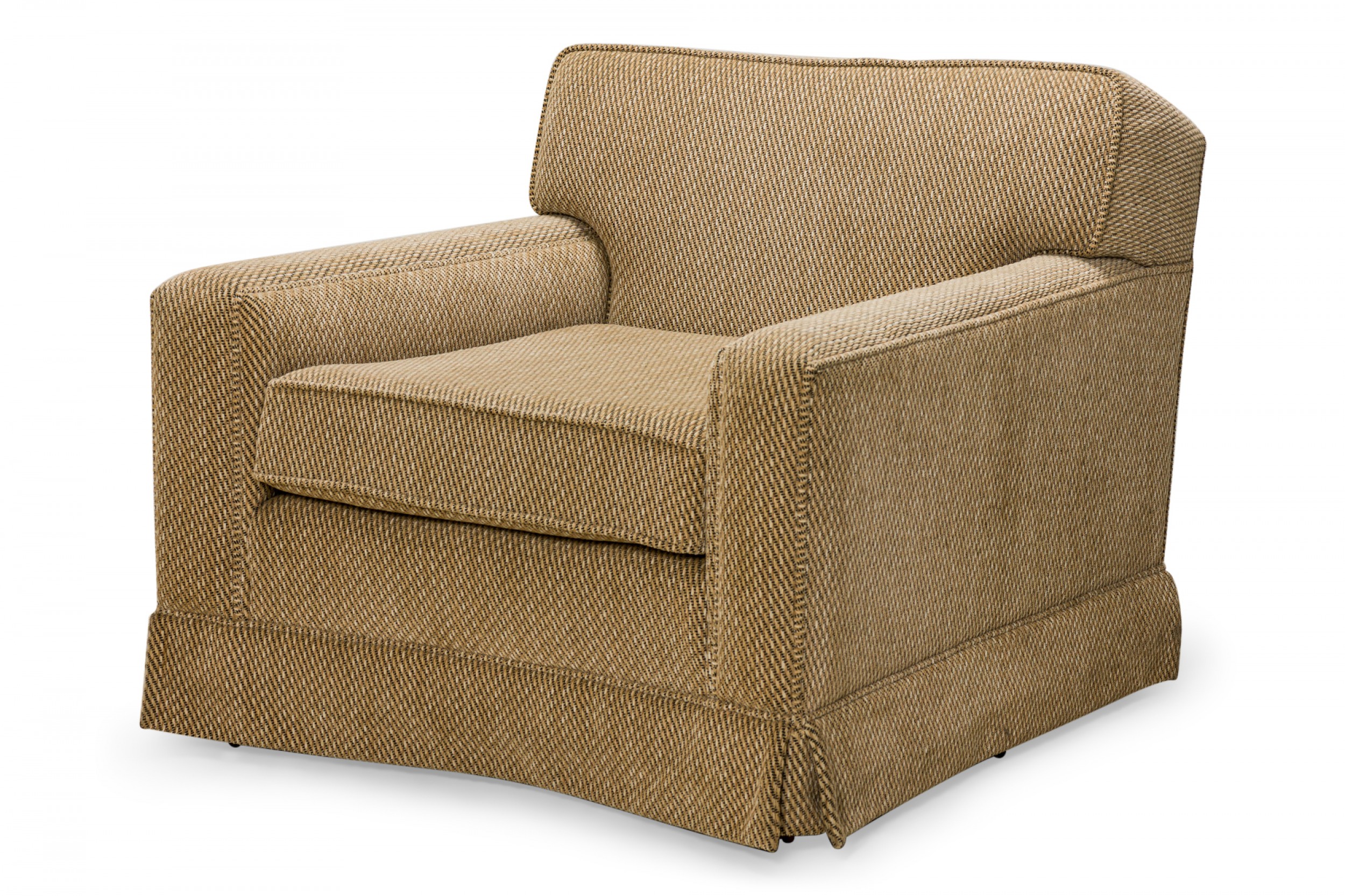 Edward J Wormley for Dunbar American Mid Century Beige Upholstered Fluted Leg Lounge Armchair