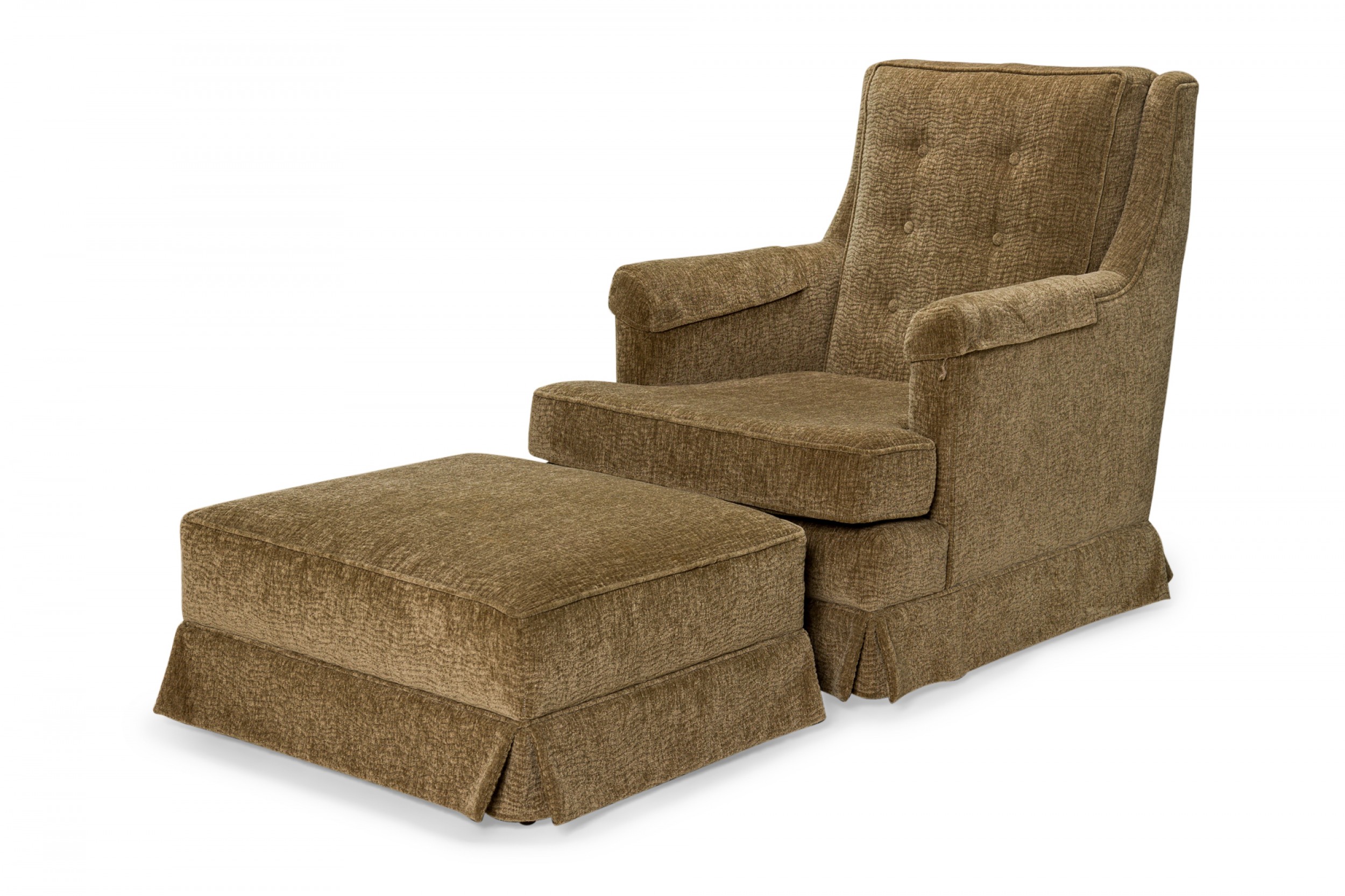 Edward j wormley for dunbar american mid century high back taupe lounge armchair and ottoman