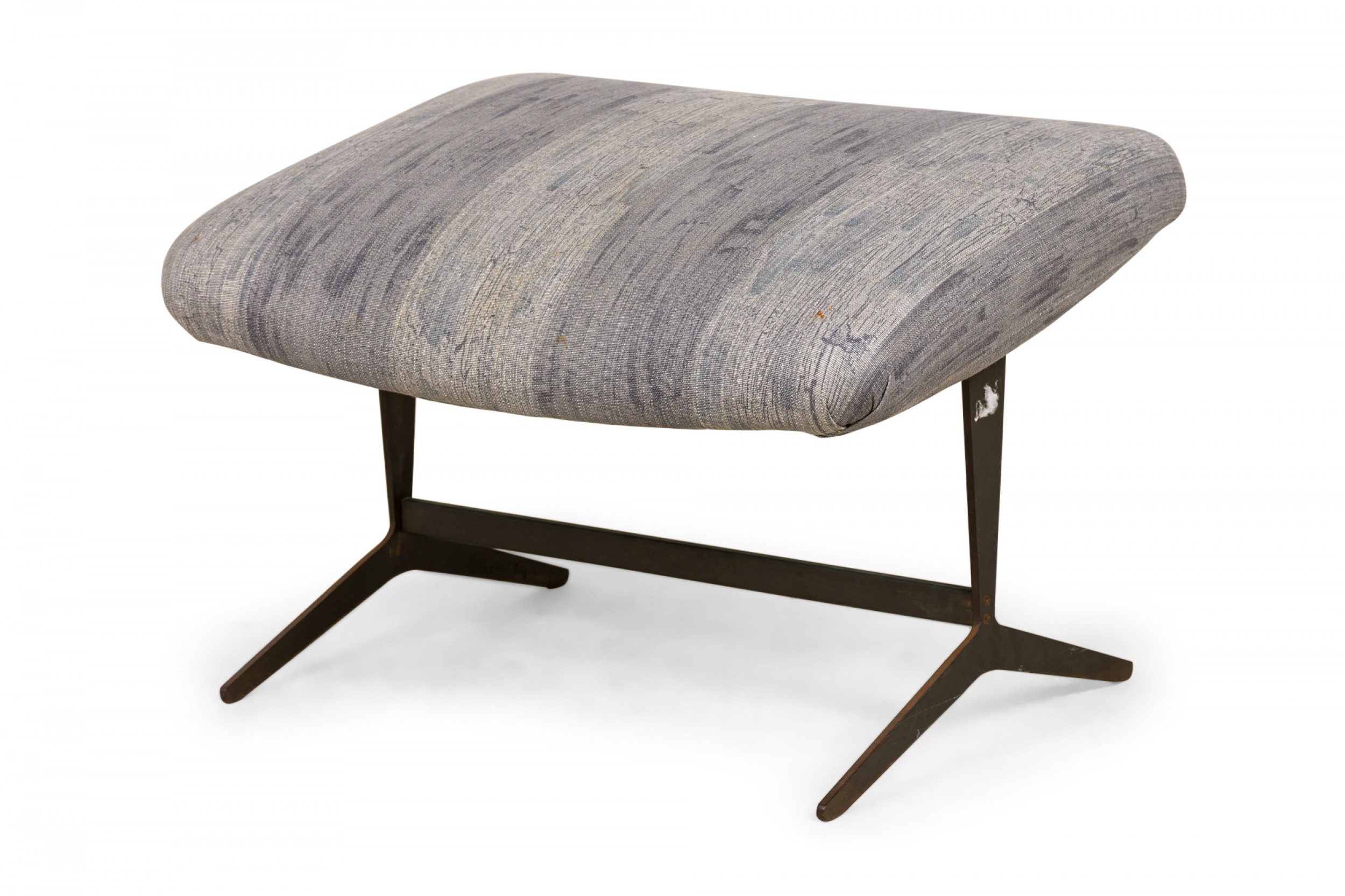 Selig american mid century gray fabric upholstery and brass scoop chair footstool