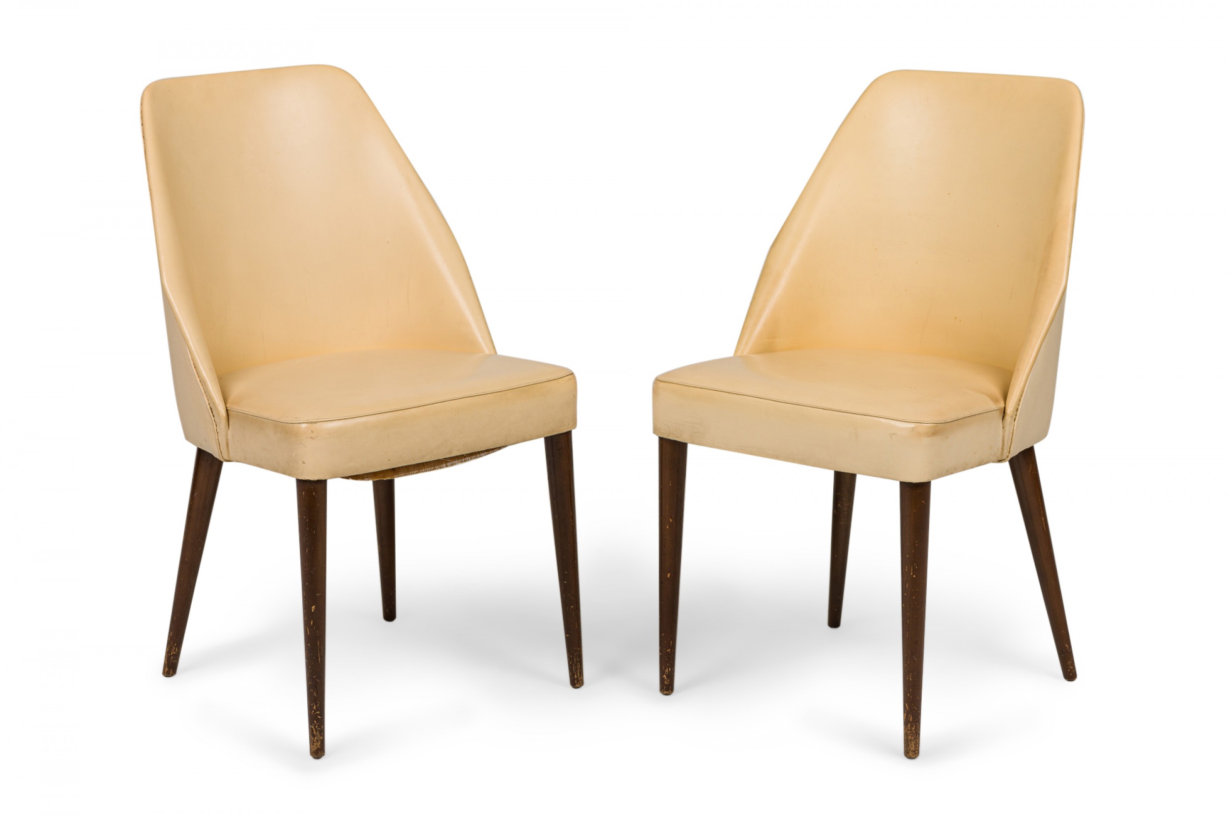 Pair of ico parisi for singer and sons mid century beige leather side game chairs