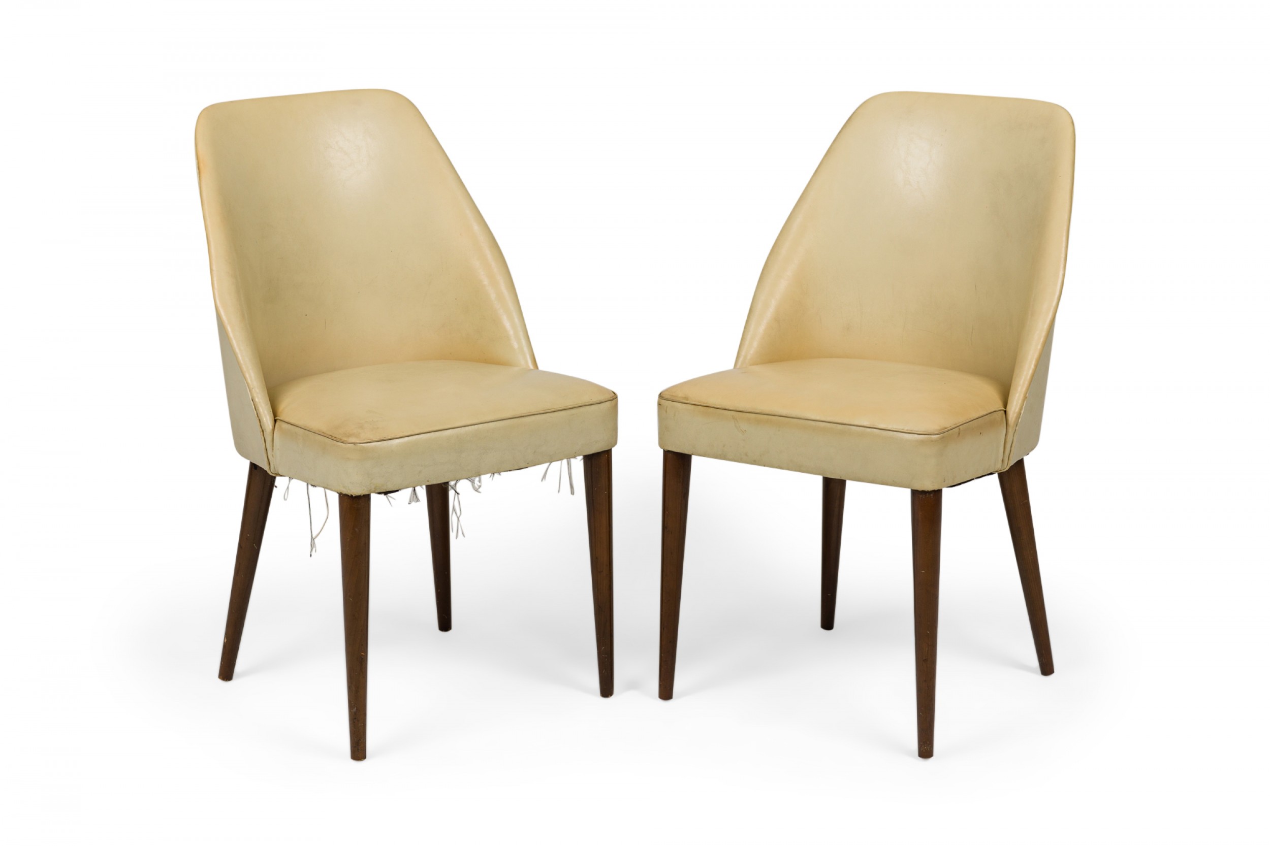 Pair ico parisi for singer and sons mid century beige leather side game chairs 1
