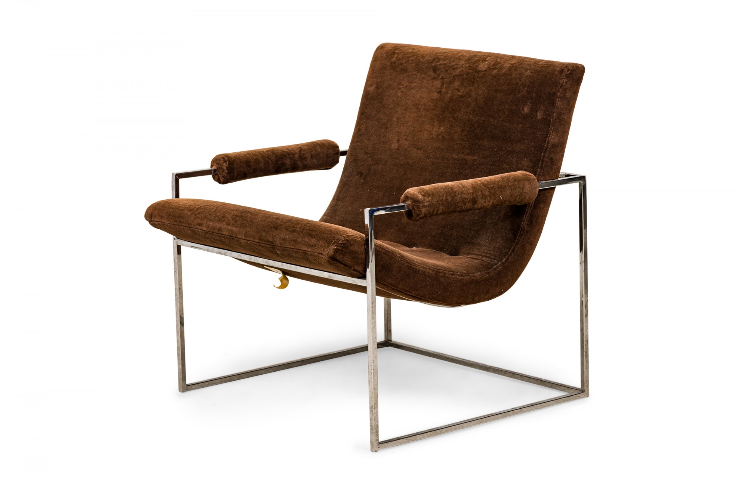 Milo baughman for thayer coggin mid century american brown upholstered scoop lounge armchair