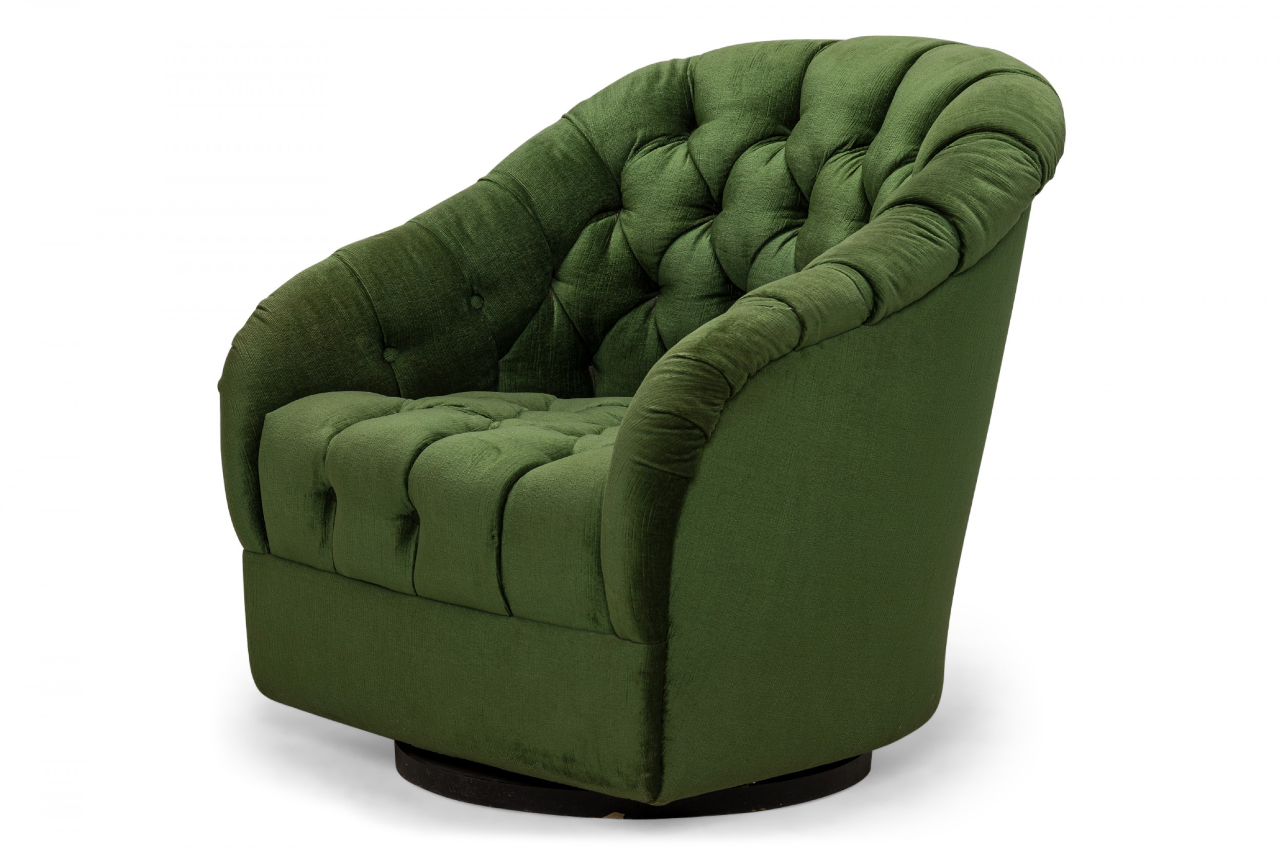 Ward bennett american mid century green button tufted swivel tub lounge armchair
