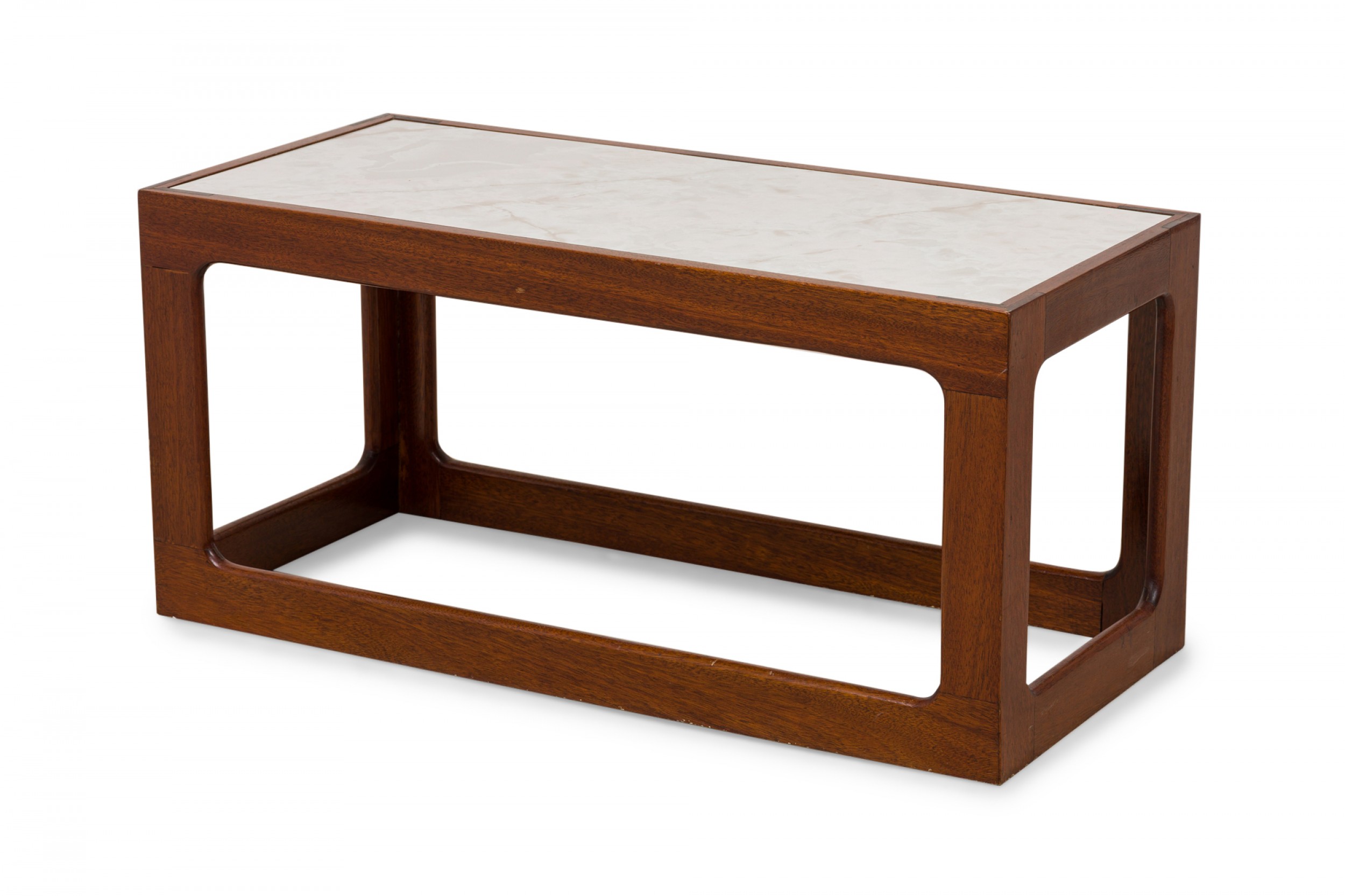 Adrian pearsall american mid century open cube wood and faux white marble coffee cocktail table