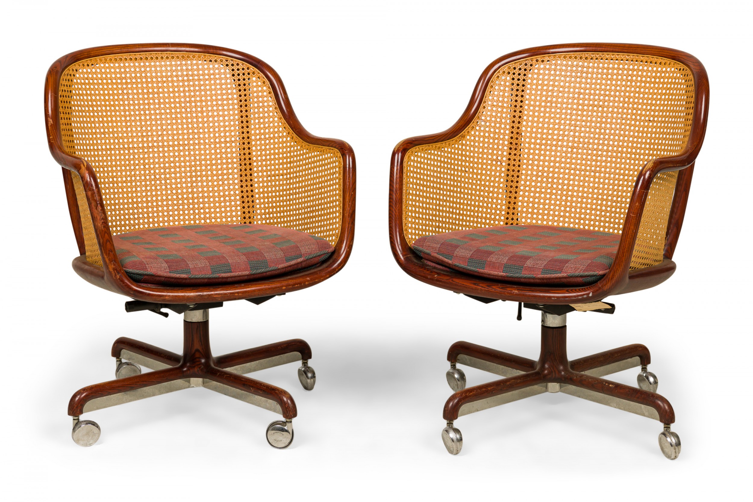 Ward bennett for brickel associates mid century ash bentwood and cane office conference chair