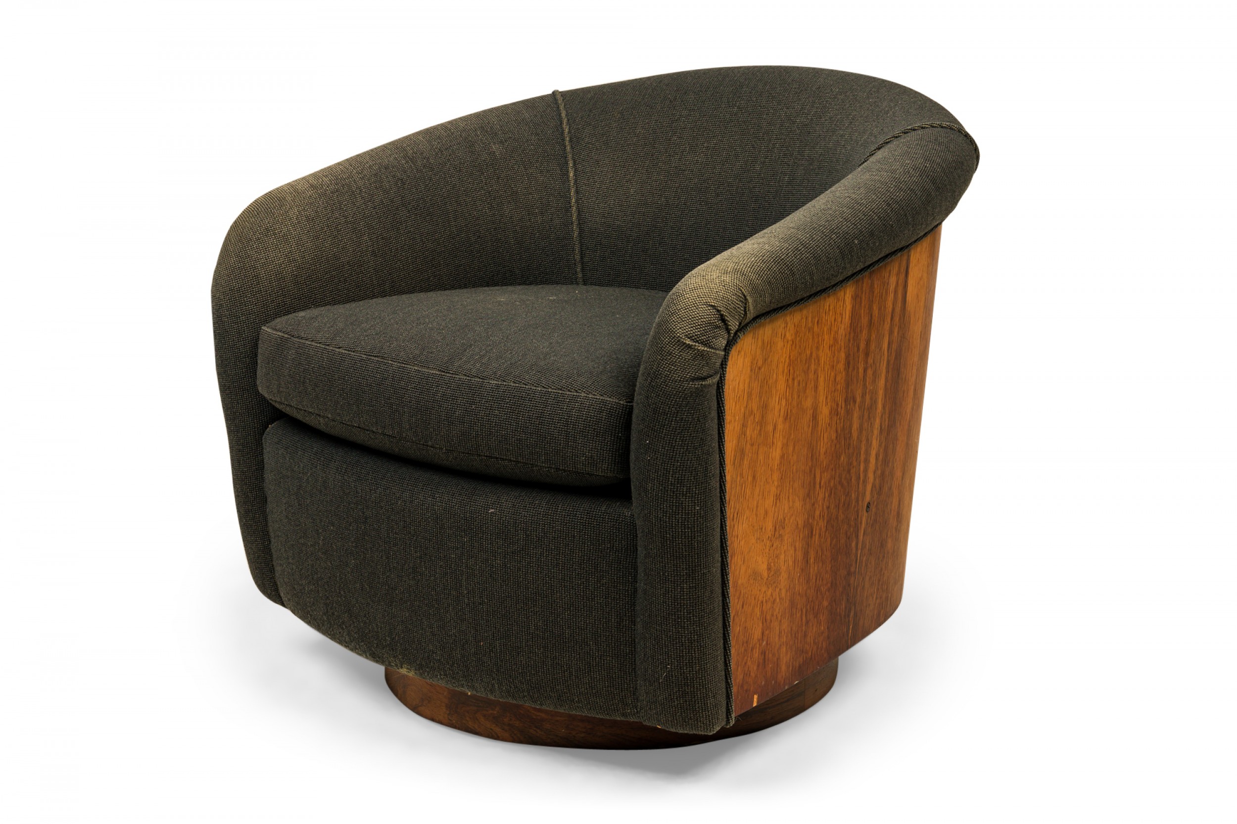 Milo baughman for thayer coggin mid century black and rosewood wrapped horseshoe lounge armchair