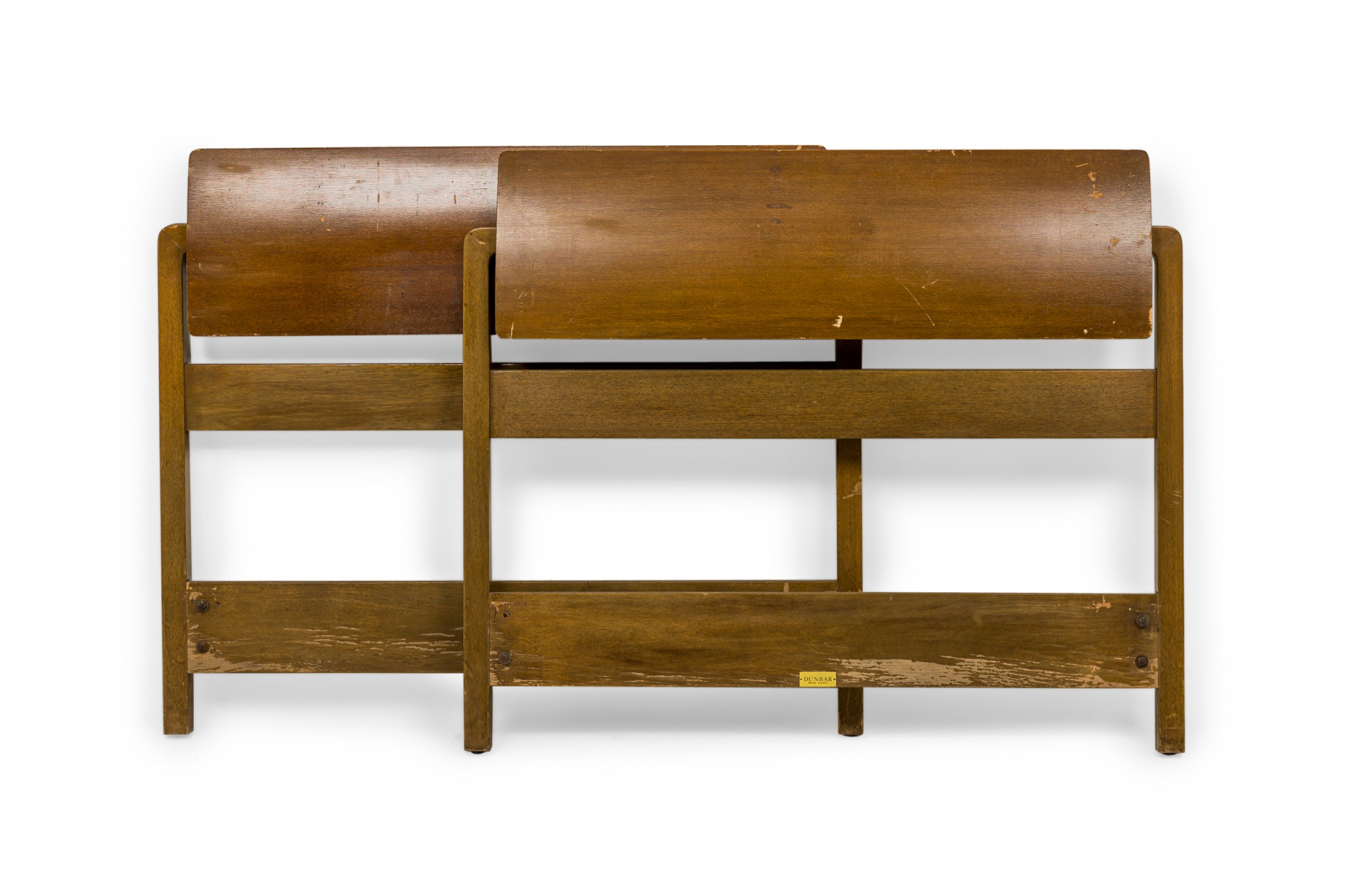 Pair of edward wormley for dunbar american mid century steam bent wooden paddle form twin bed headboard
