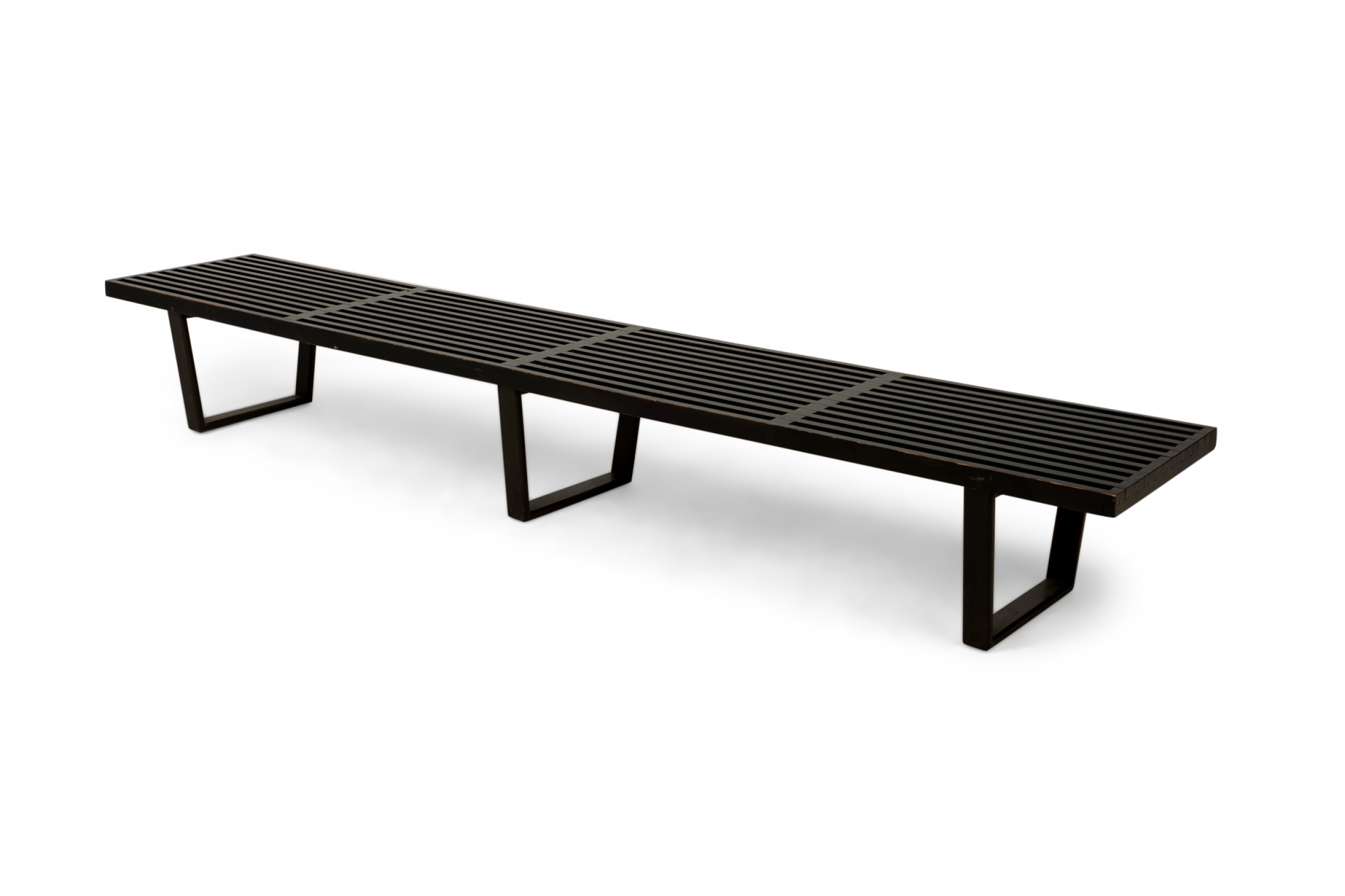 George nelson for herman miller american mid century black finished wooden platform slat bench