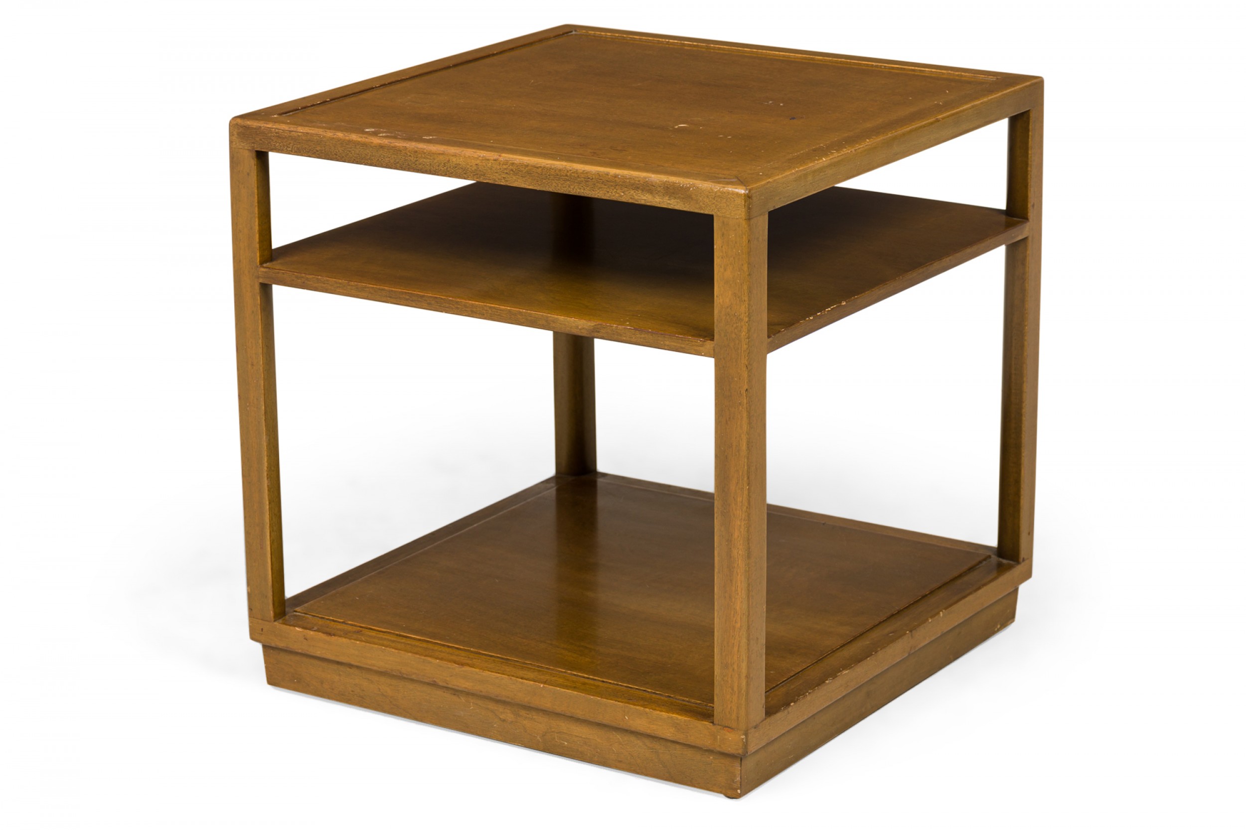 Edward wormley for dunbar american mid century square lacquered wooden double shelf end side table