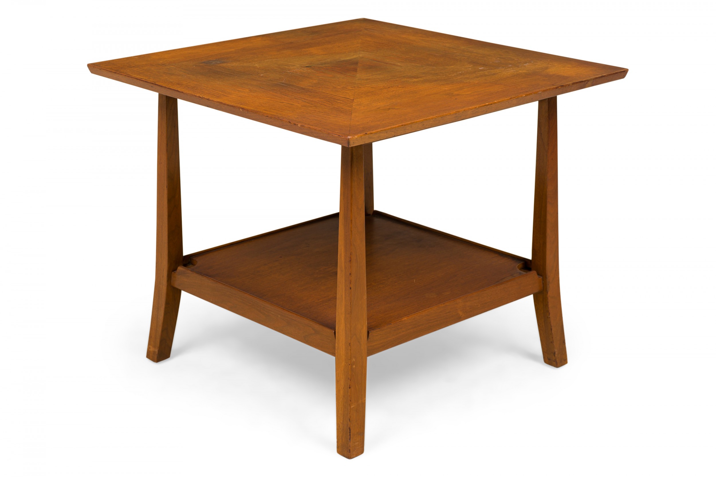 Edward wormley for dunbar american mid century square top triangle grain wooden end side table
