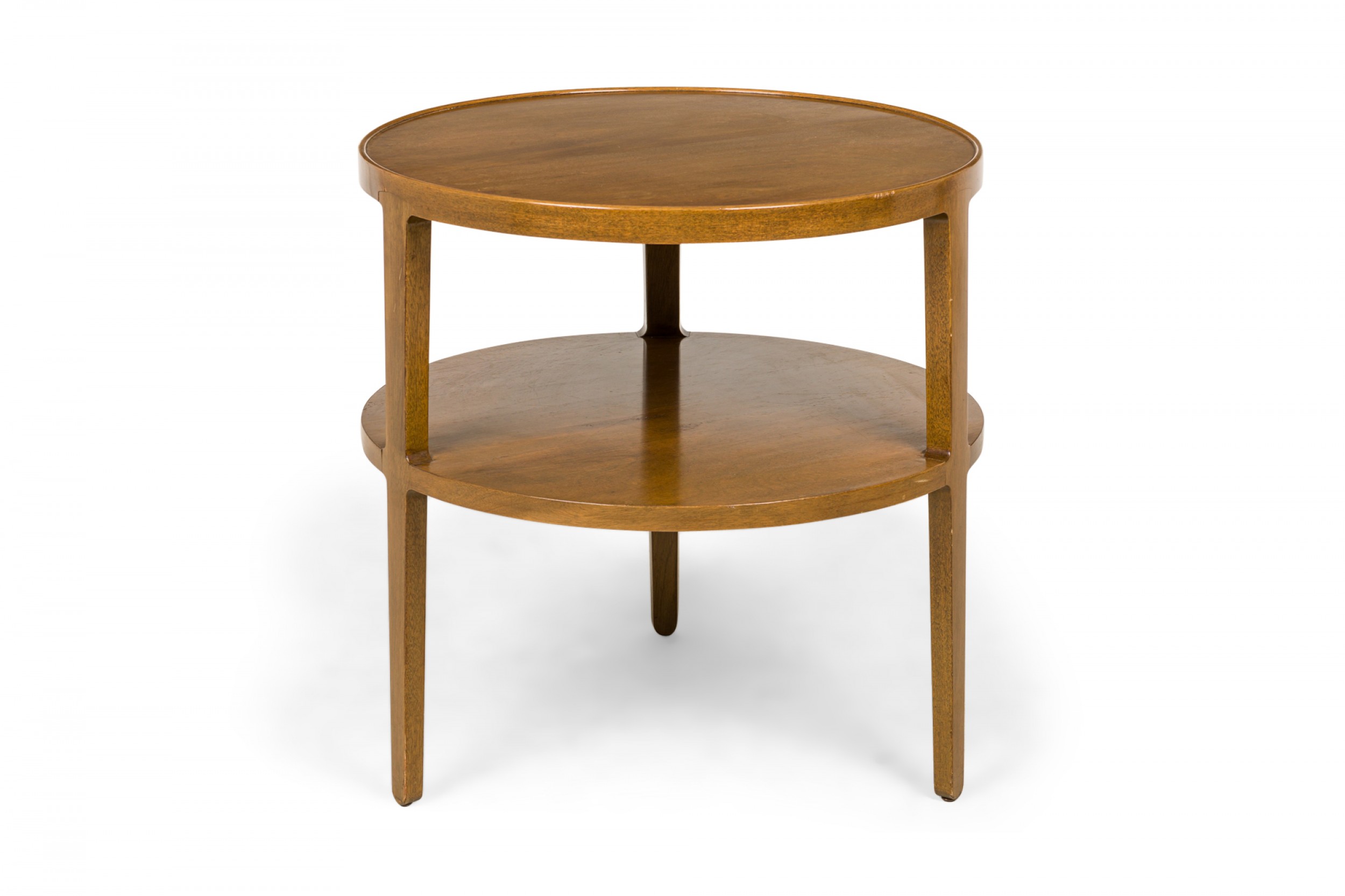 Edward wormley for dunbar american mid century circular wooden stretcher shelf end side table