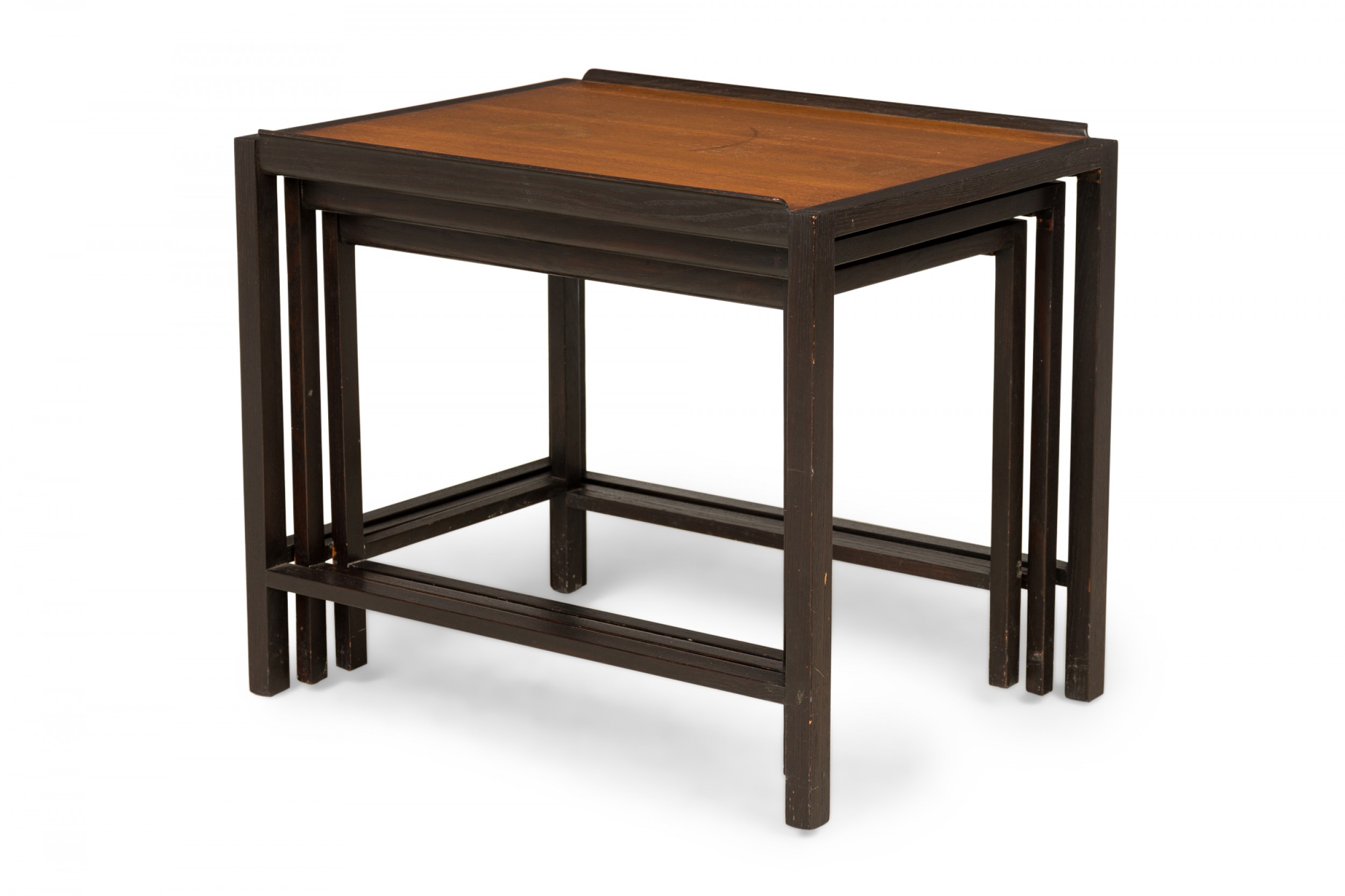 Edward wormley for dunbar american mid century ebonized frame and maple top nest of tables