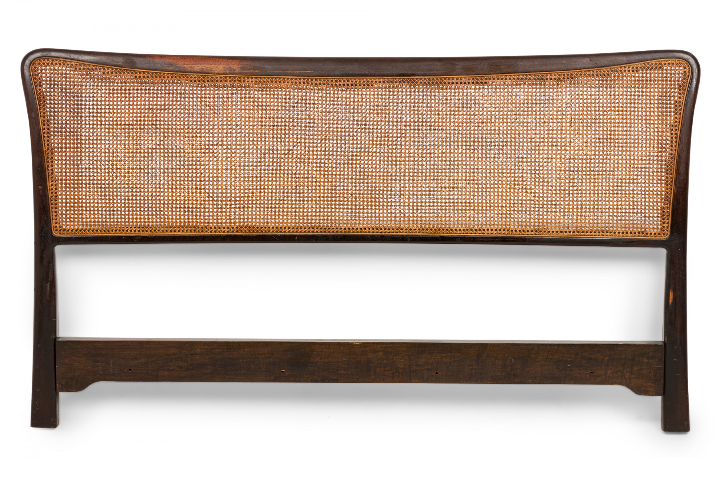 Edward wormley for dunbar american mid century wooden frame caned panel full size bed headboard