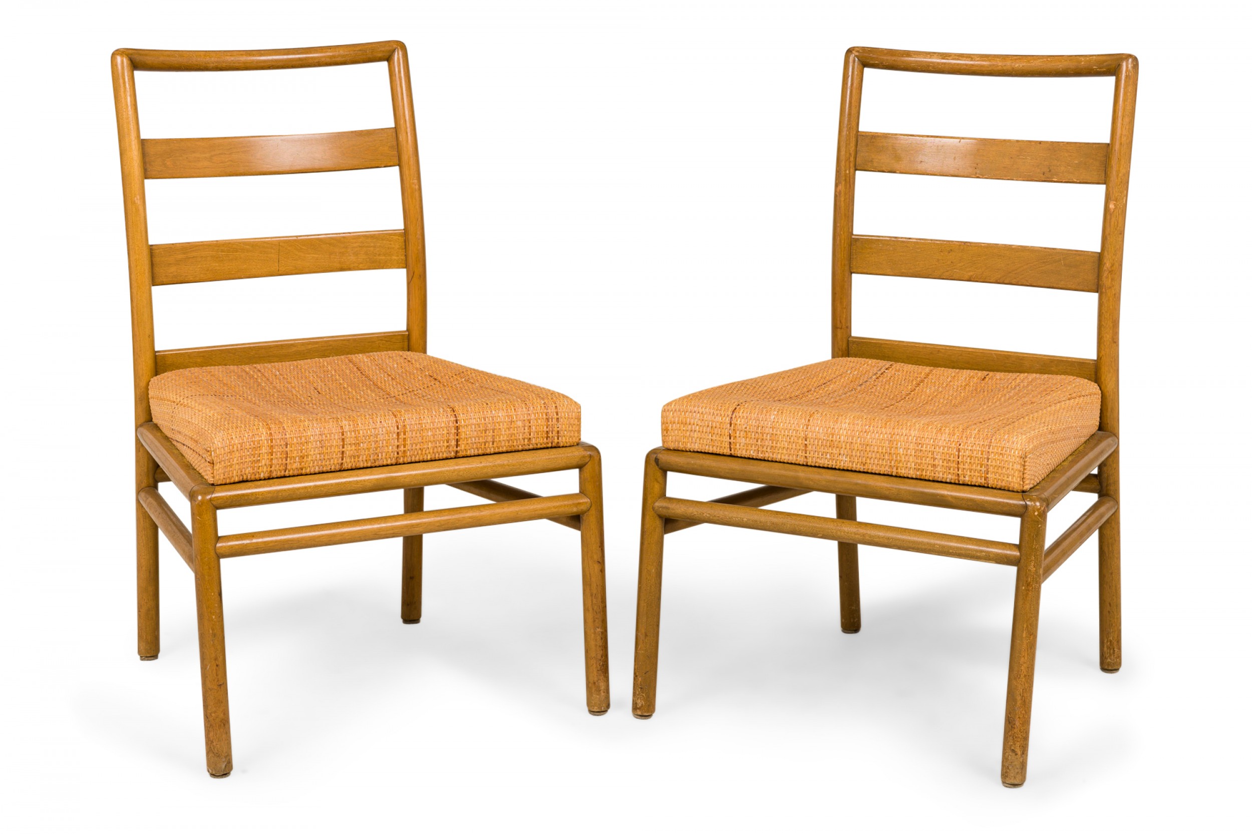 Set of 8 th robsjohn gibbings for widdicomb mid century ladder back woven seat dining chairs