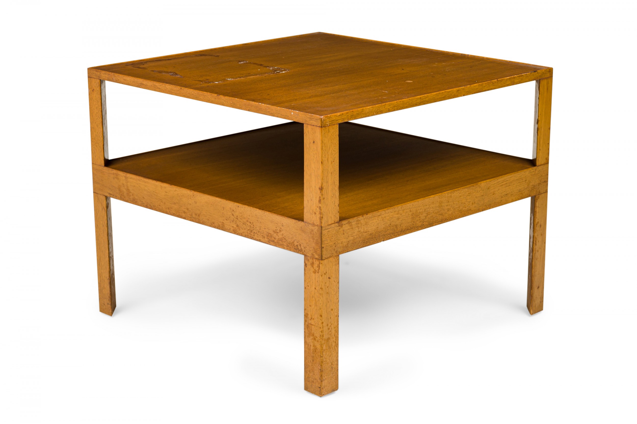 Edward wormley for dunbar american mid century two tier square wooden end side table