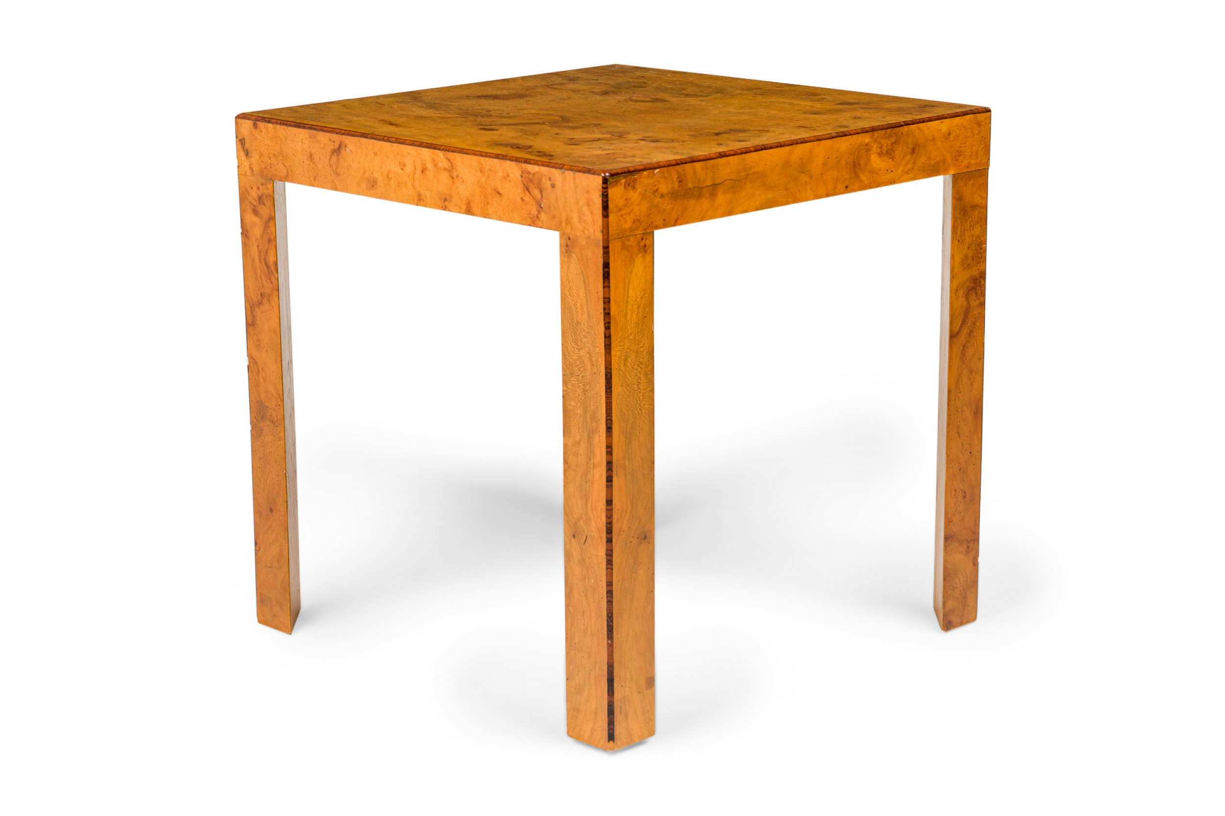 Italian mid century oyster burl veneer square end side table