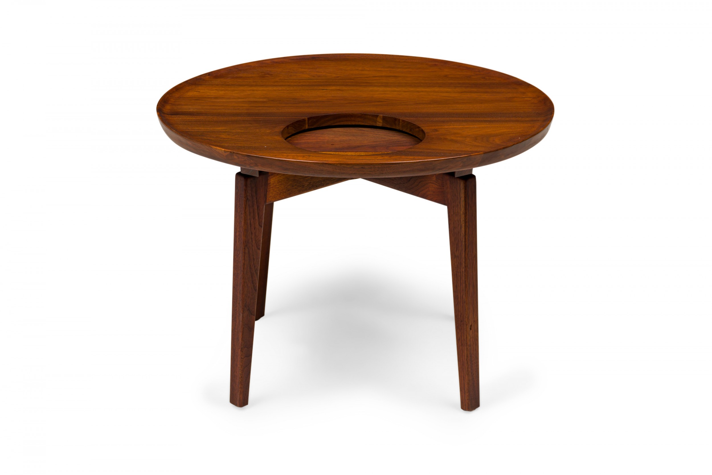 Jens risom danish mid century wooden cutout circular lazy susan end side table