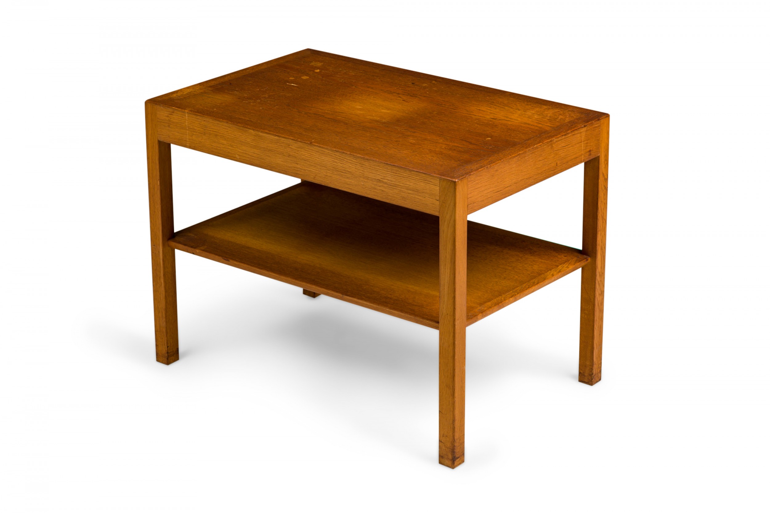 Hans wegner for andreas tuck mid century two tier rectangular oak end side table