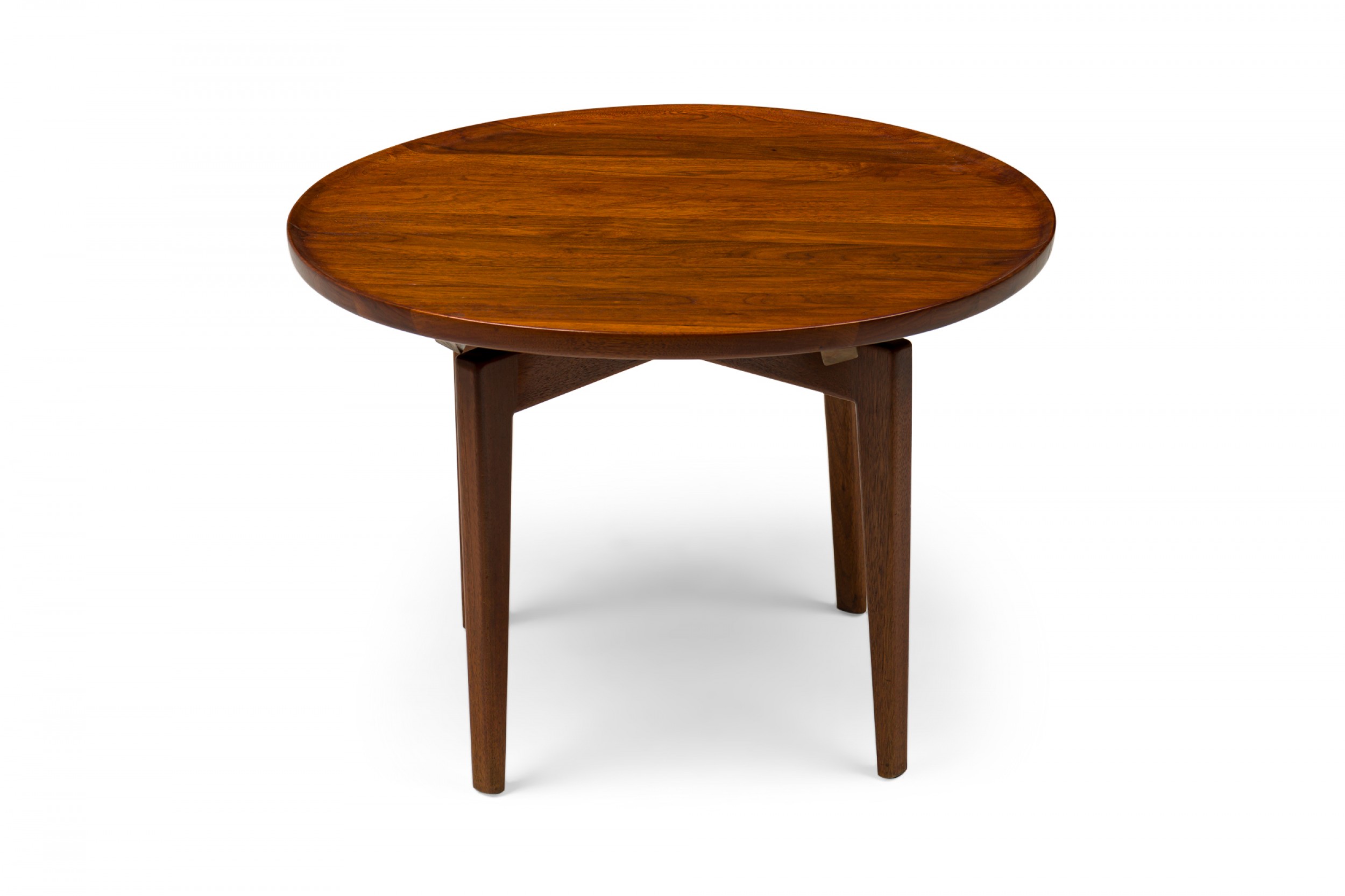 Jens risom danish mid century circular wooden lazy susan end side table 