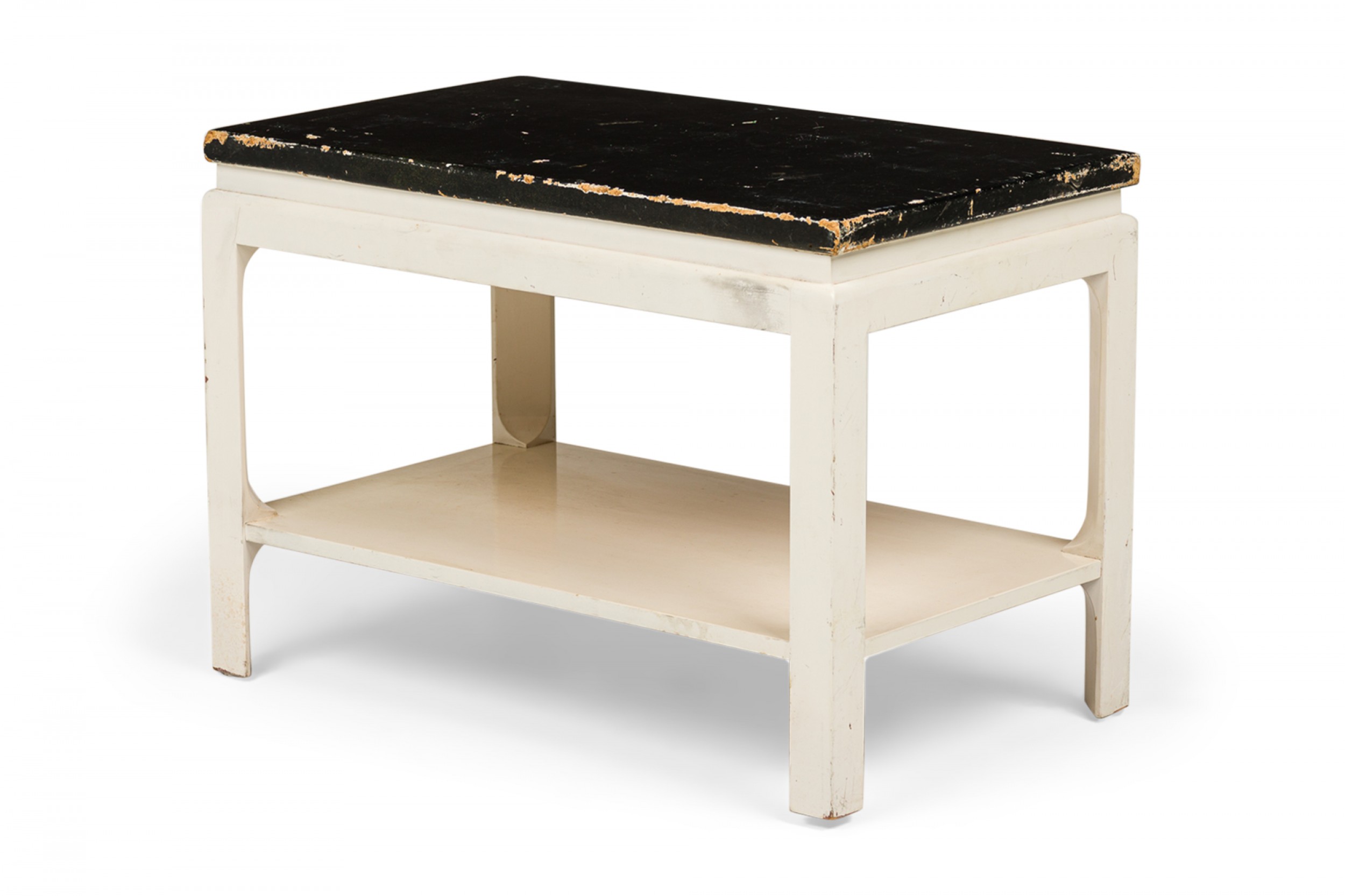 Paul frankl for johnson furniture company mid century black and white cork and wood end side table