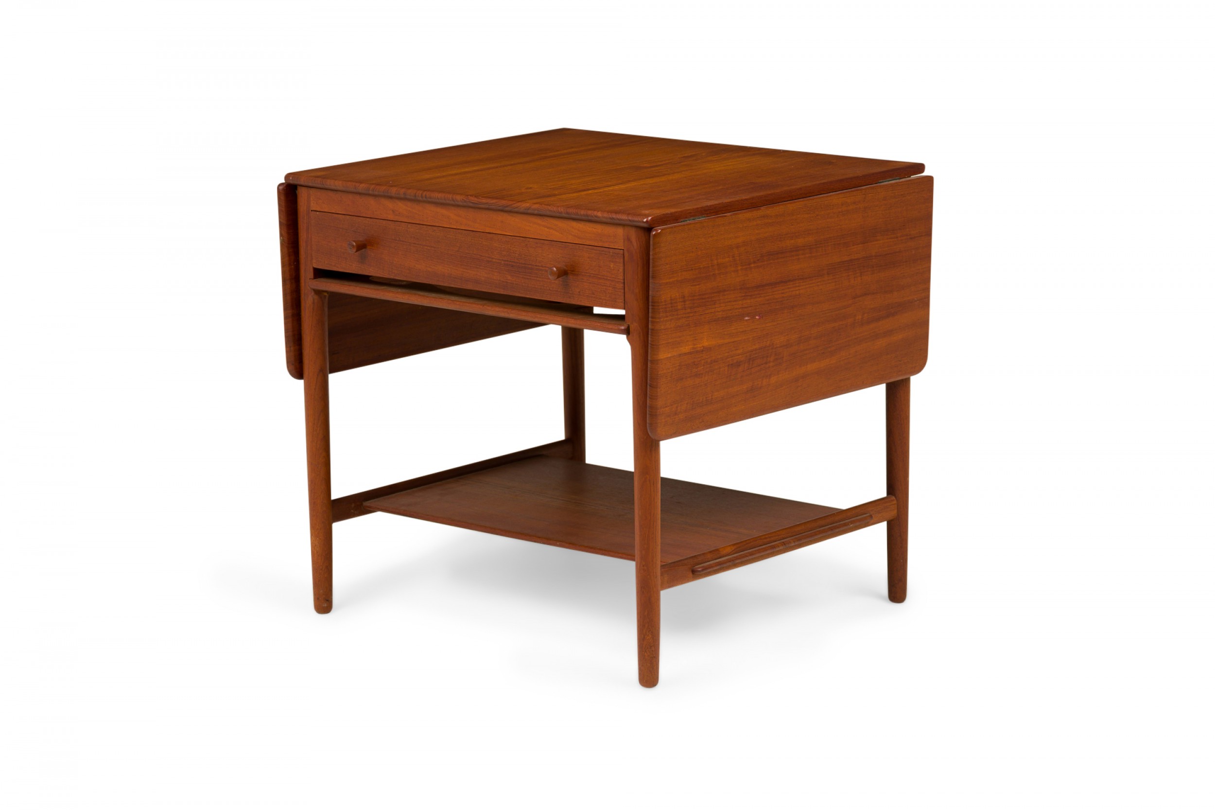 Hans wegner for andreas tuck mid century teak wood drop leaf sewing table