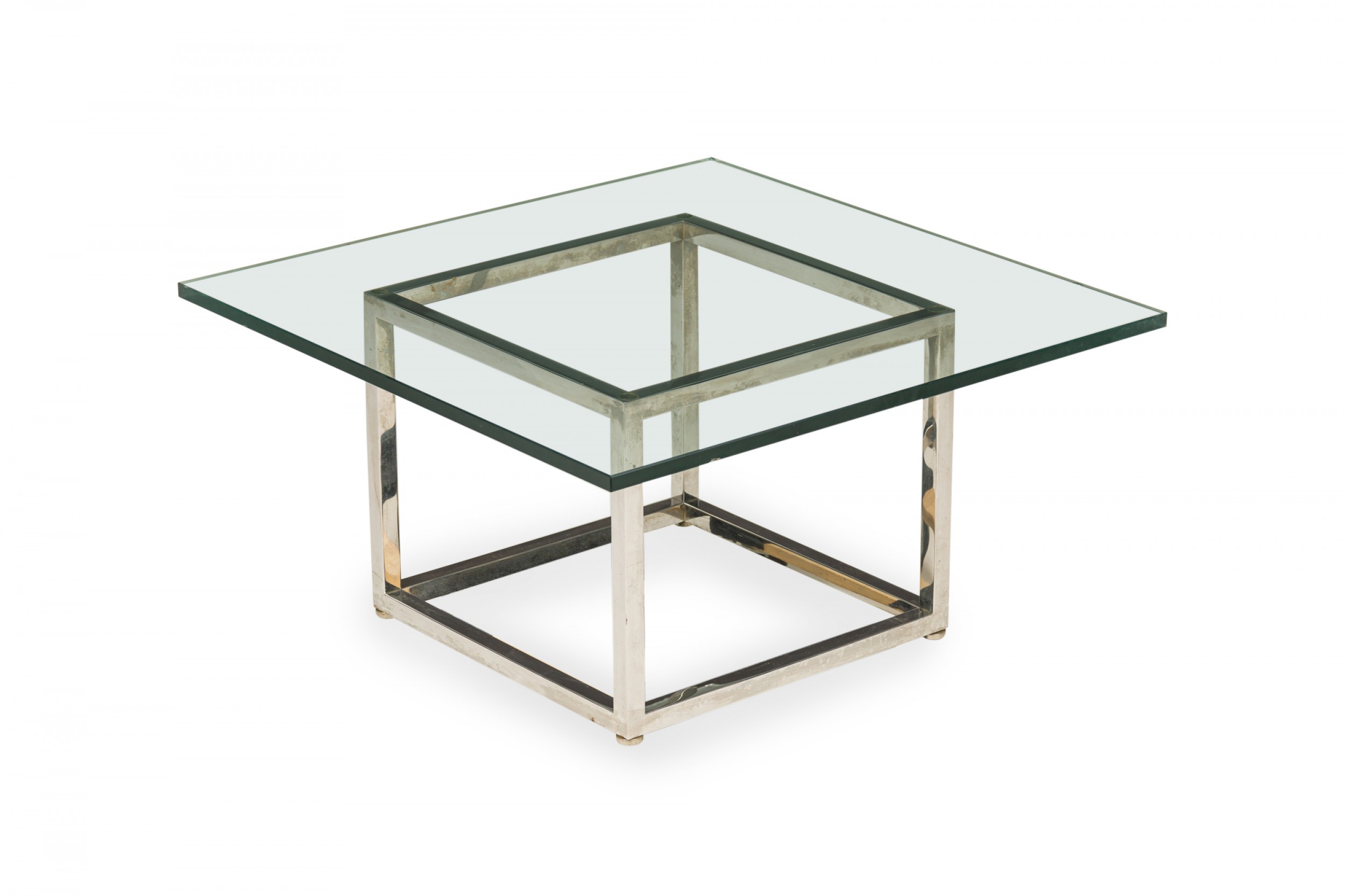 Harvey probber american mid century square chrome plated steel and glass coffee table
