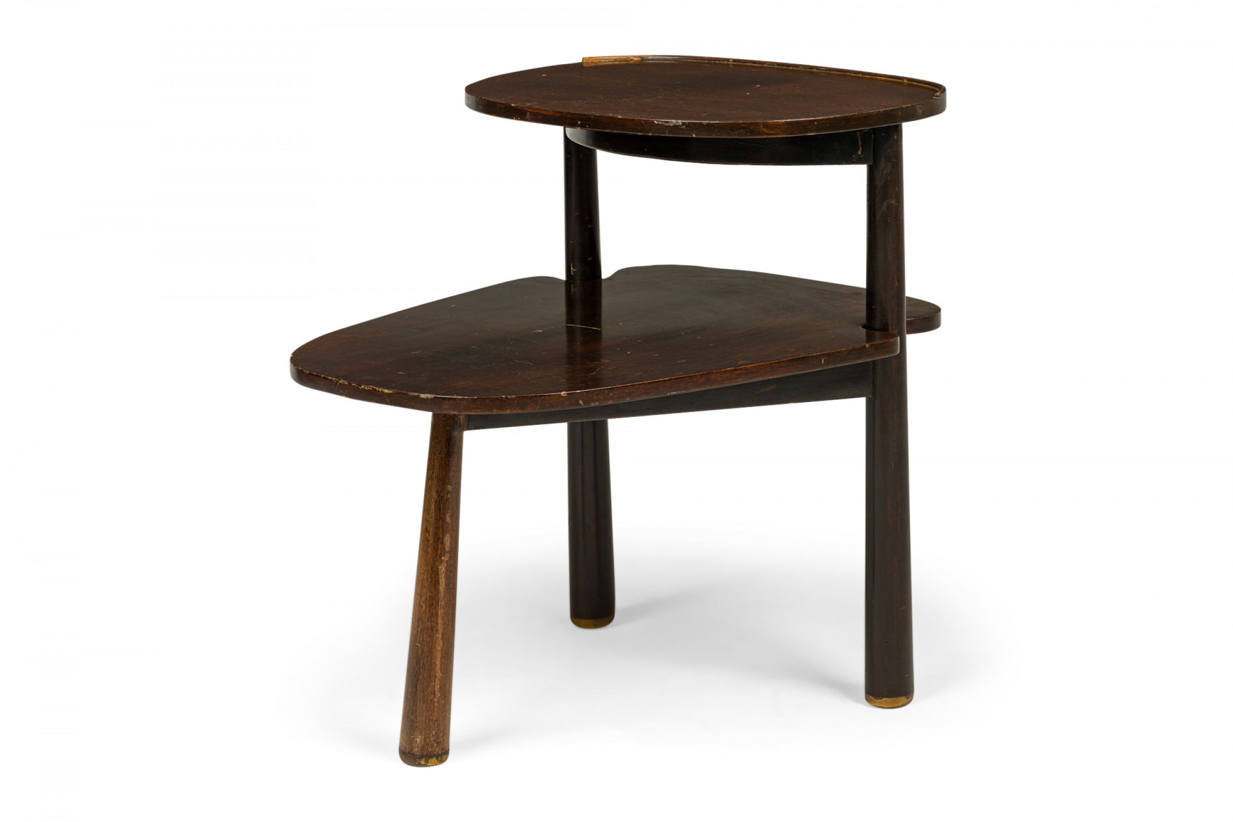 Edward wormley for dunbar american mid century dark wood stepped oblong end side table