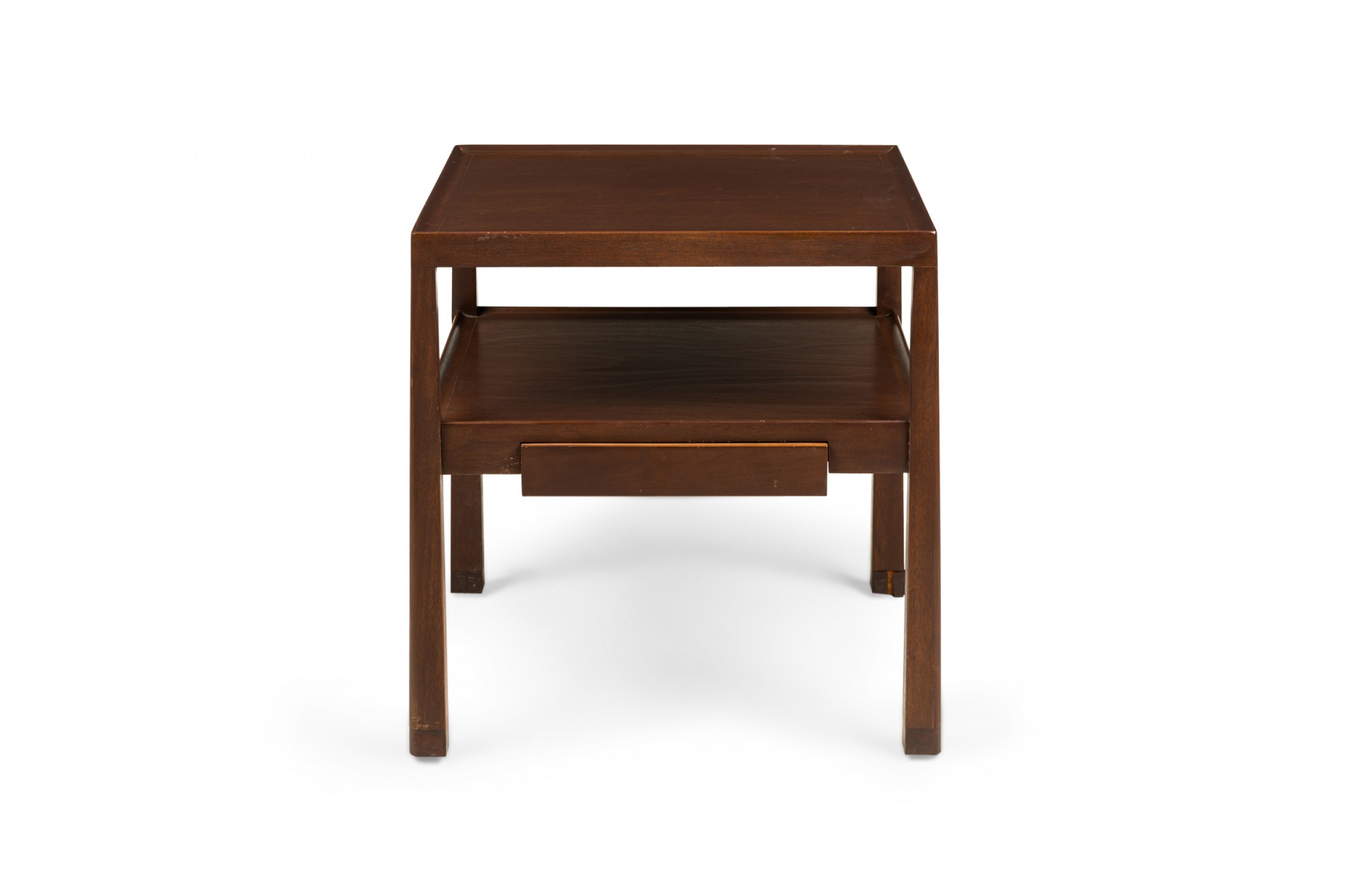 Edward wormley for dunbar american mid century dark finished wooden two tier end side table