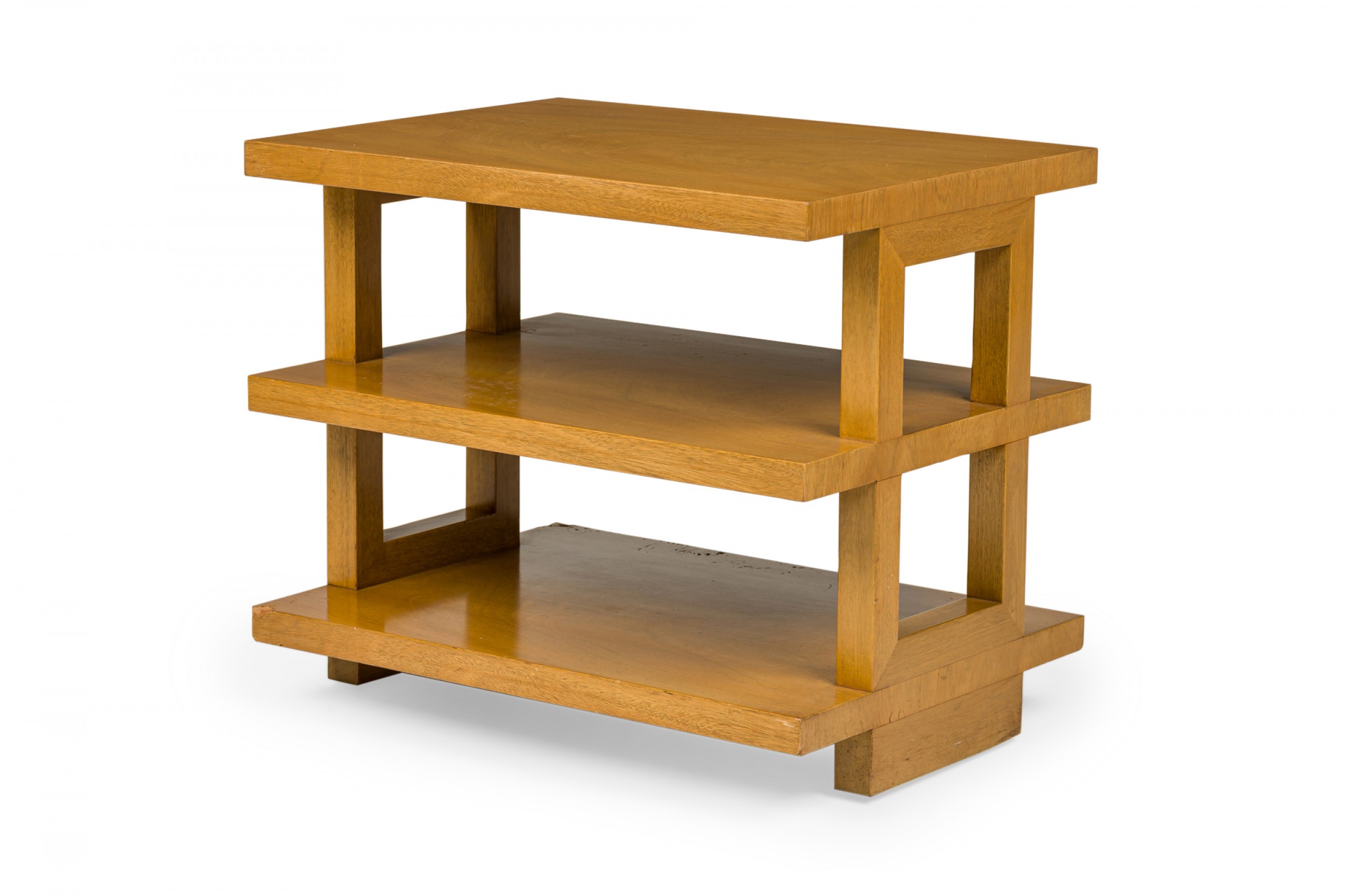 Edward wormley for dunbar american mid century blond wood three tier wooden end side table