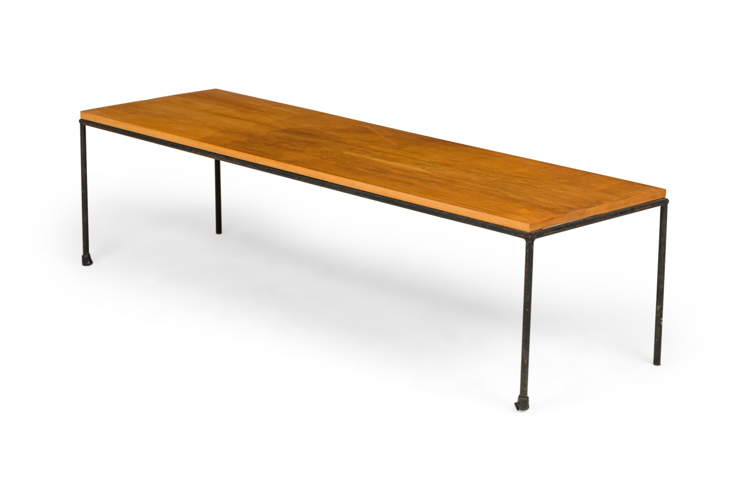 Paul mccobb for winchendon american mid century planner wood and iron coffee table bench