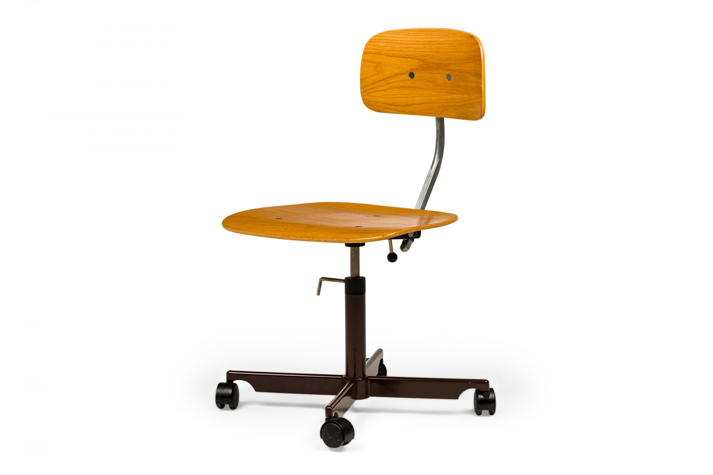 Jorgen rasmussen for kevi danish mid century teak bentwood swiveling task chair