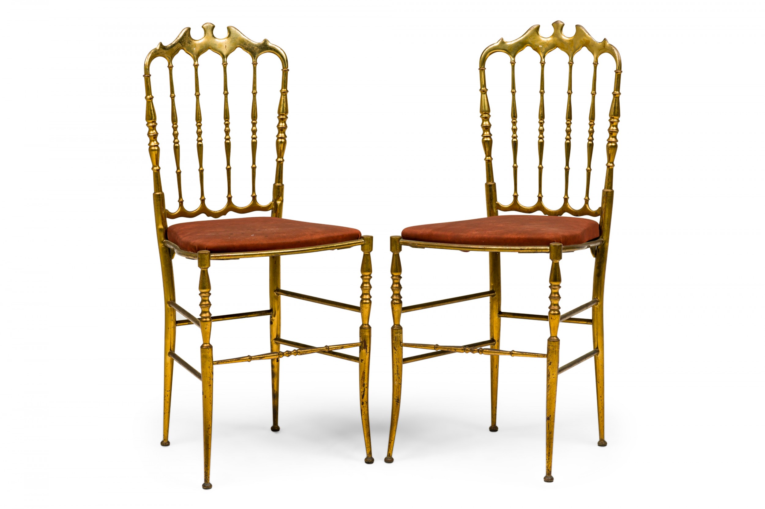Set of 10 giuseppe gaetano decalzi chiavari italian mid century brass dining side chairs