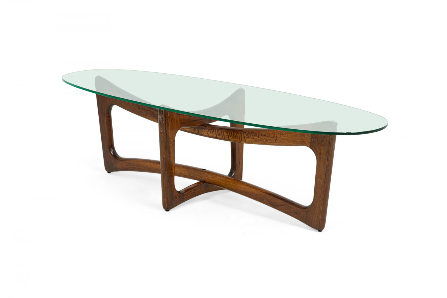 Adrian pearsall for craft associates mid century american bowtie glass top walnut cocktail table