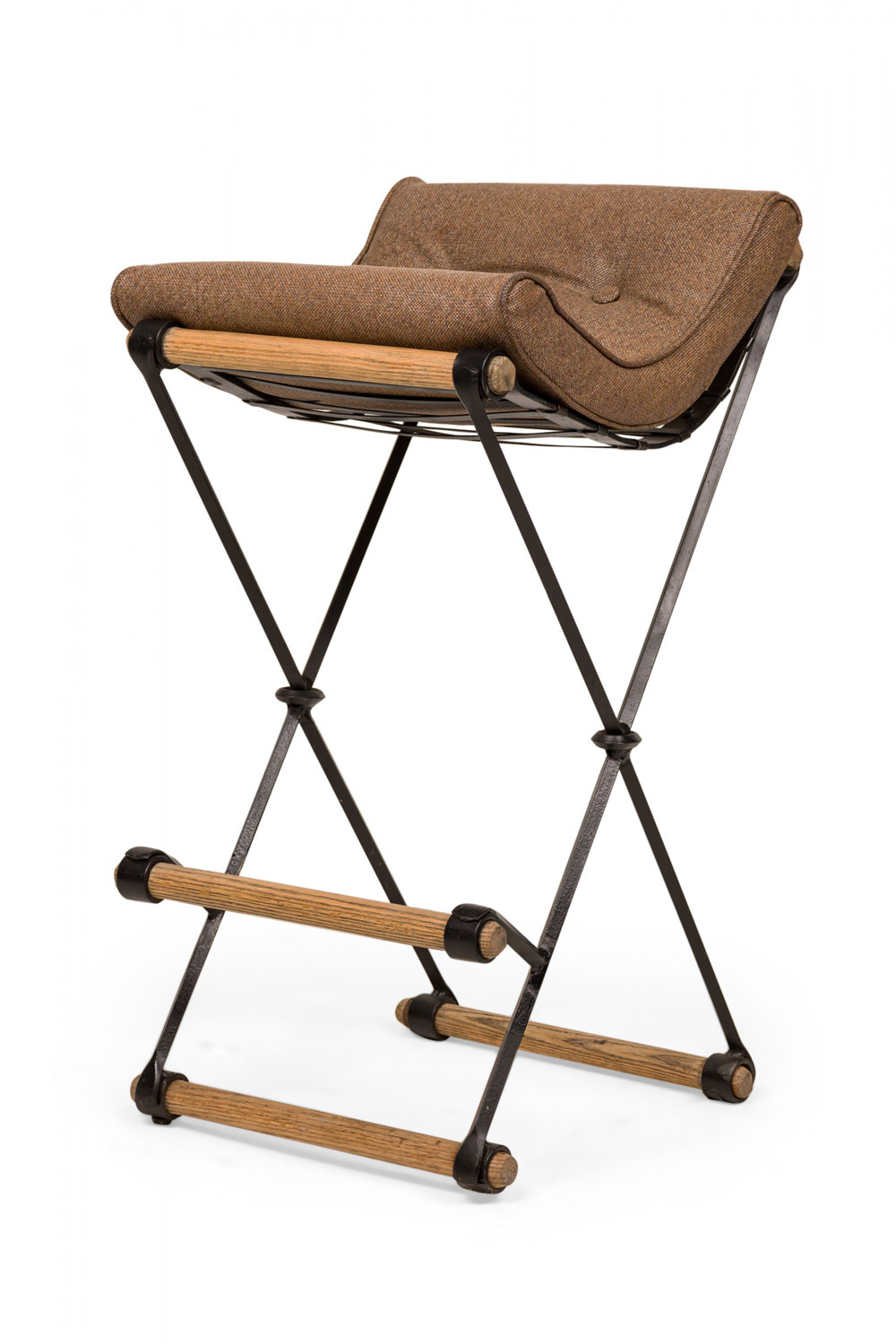 Cleo baldon for terra of california mid century american x frame snakeskin upholstered barstool 