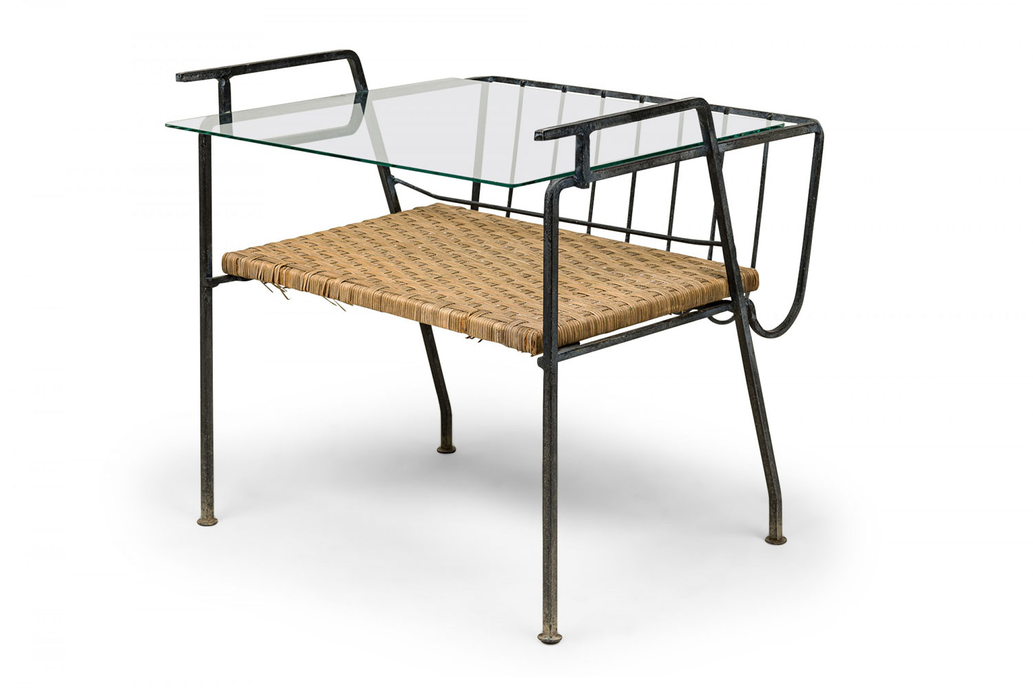 Maurizio tempestini for salterini mid century metal magazine end table with glass top 1