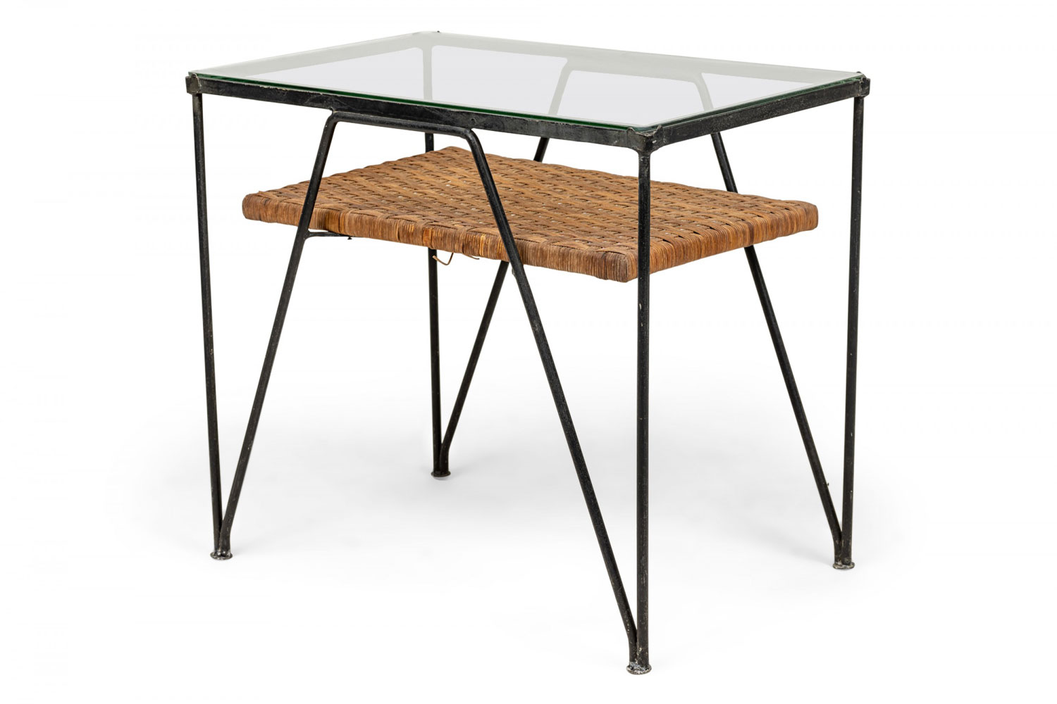 Maurizio tempestini for salterini mid century metal magazine end table with glass top