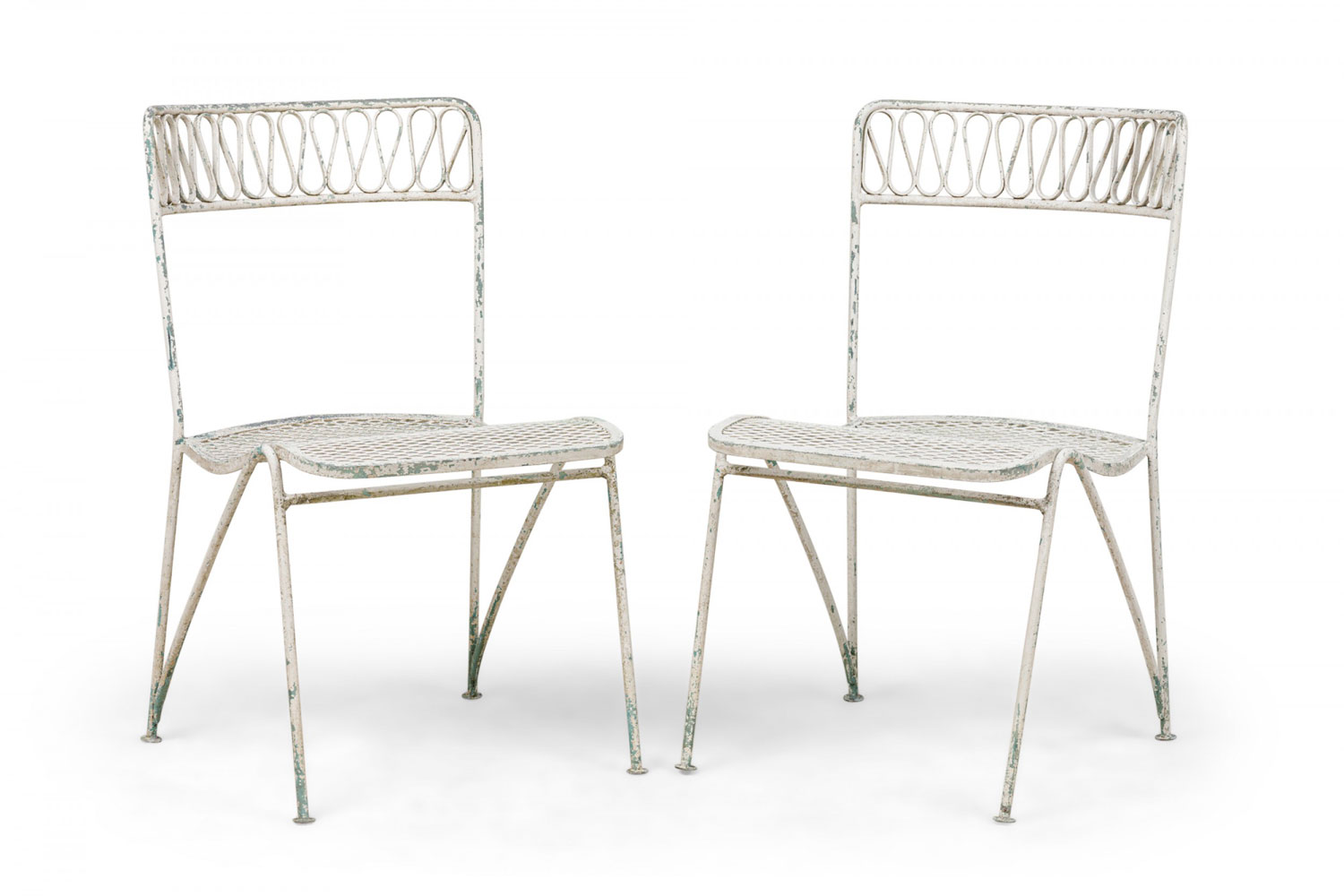 Maurizio tempestini for salterini mid century ribbon wrought iron painted white dining chairs