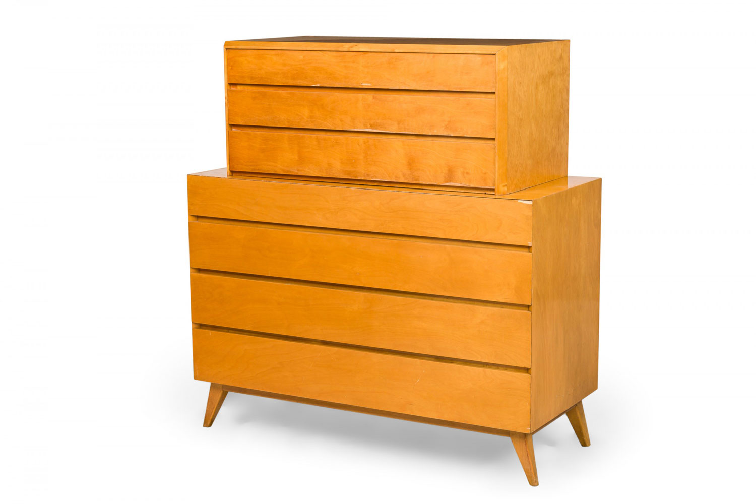 Edmond spence mid century american 2 cabinet high wooden drawer chest