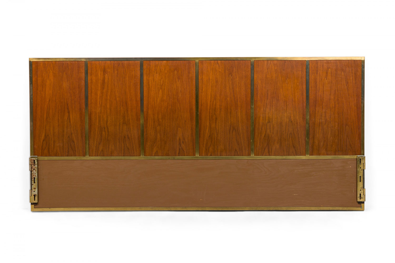 Paul mccobb for calvin furniture company mid century american brass walnut king size headboard