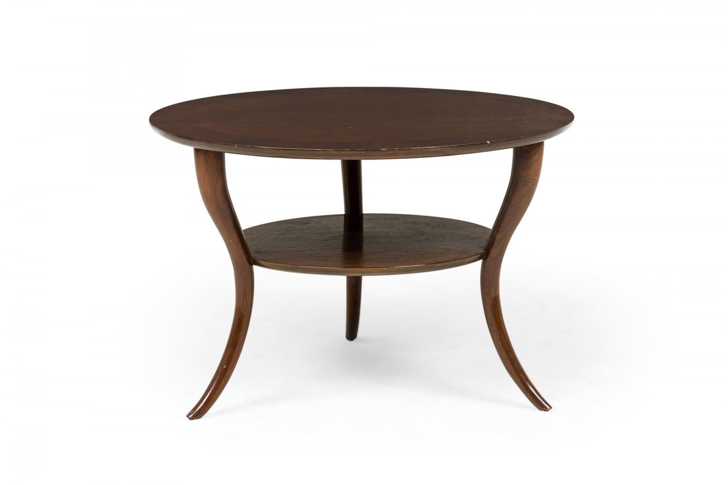 Th robsjohn gibbings for widdicomb mfg co mid century american 2 tier wooden circular side table