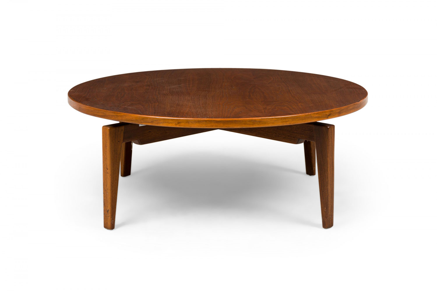 Jens risom mid century danish lazy susan walnut revolving coffee table