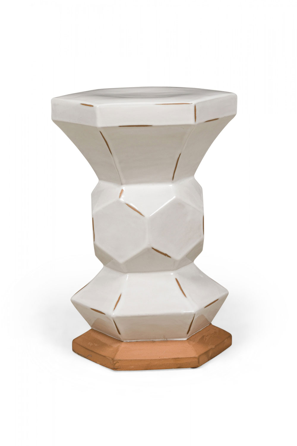 Contemporary american white ceramic hexagonal occasional table