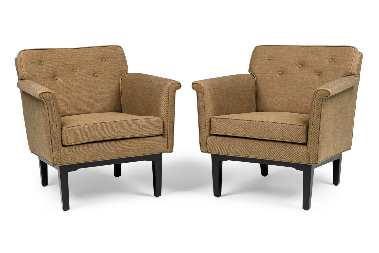 Pair of edward wormley for dunbar american mid century lounge chairs