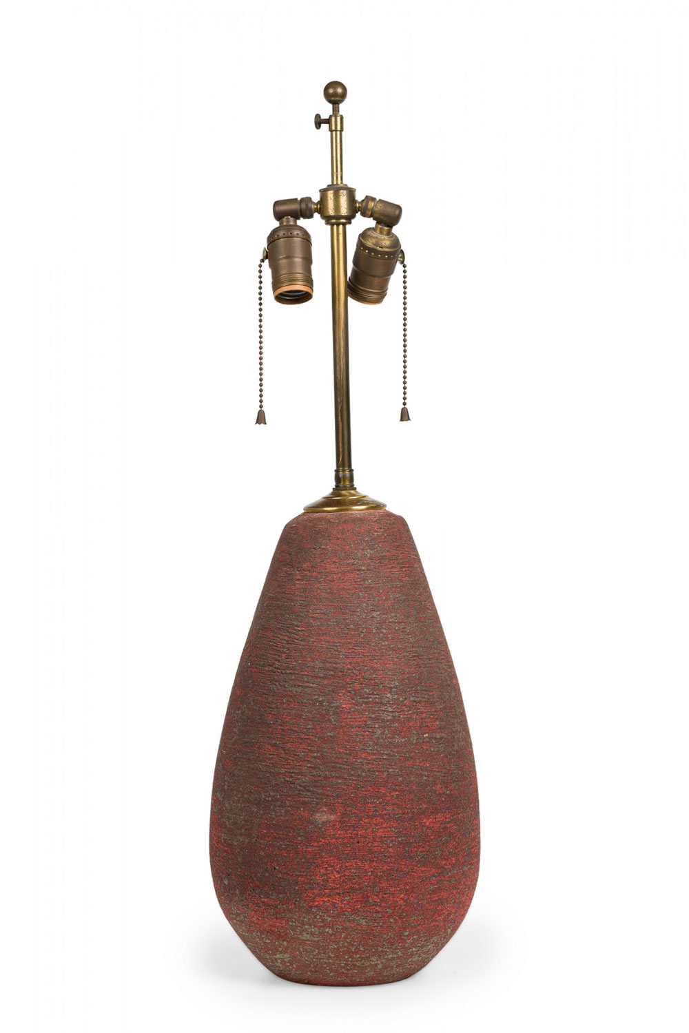 Mid century american ceramic brick red glazed textured table lamp