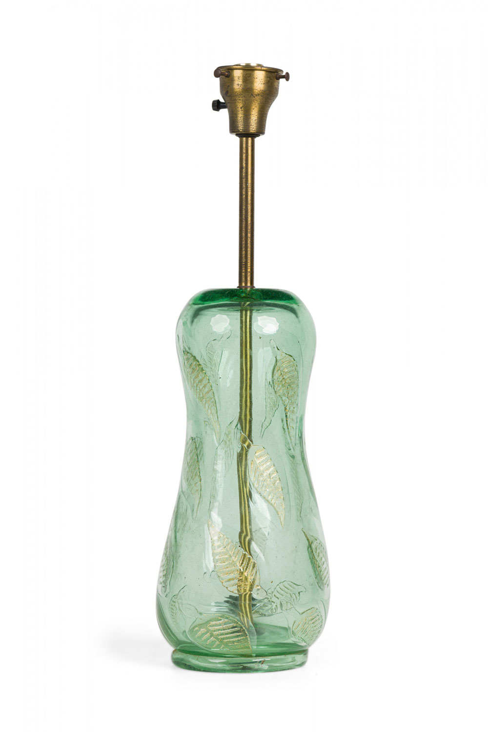 Barovier and toso mid century italian handblown green glass fallen leaf art nouveau style table lamp